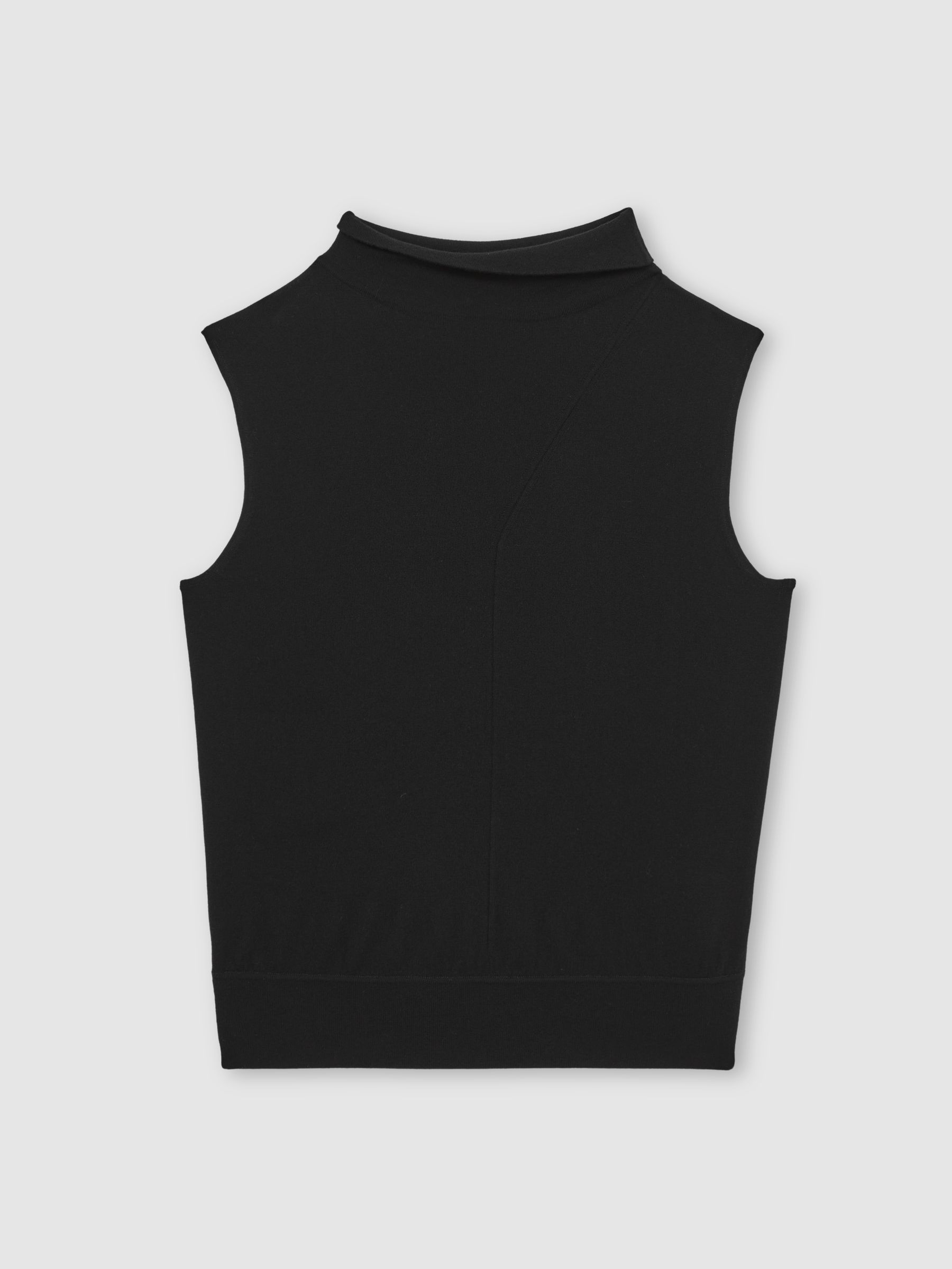 Wool Slouched Sleeveless Top in Black - Image 2 of 6