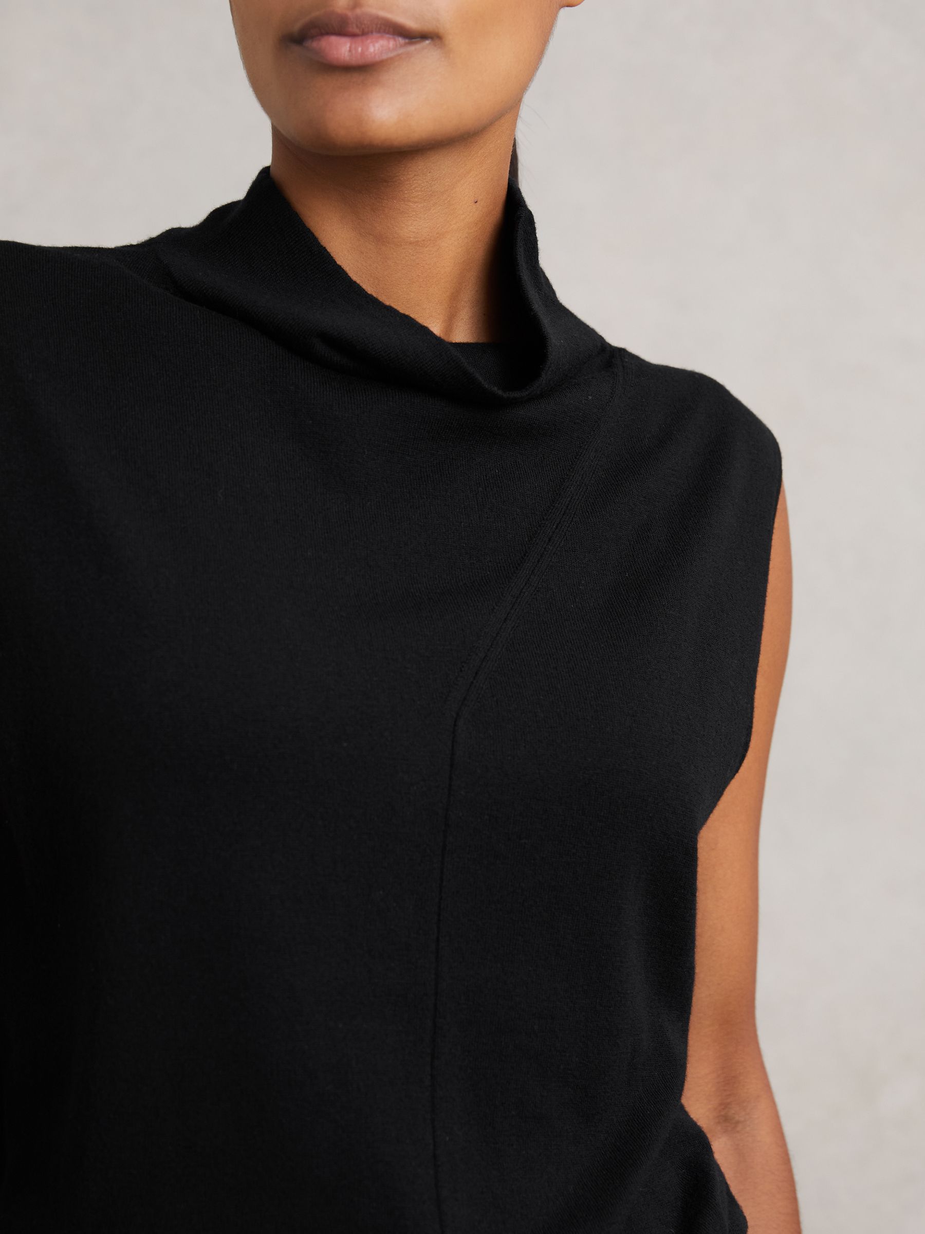 Wool Slouched Sleeveless Top in Black - Image 3 of 6