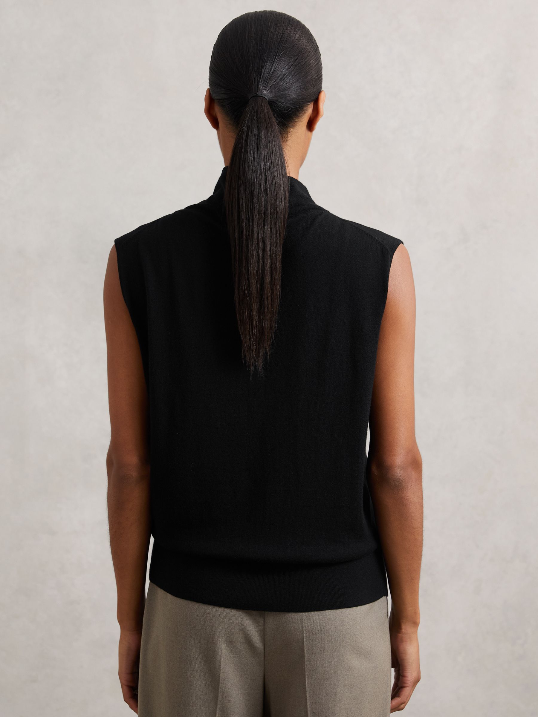 Wool Slouched Sleeveless Top in Black - Image 5 of 6