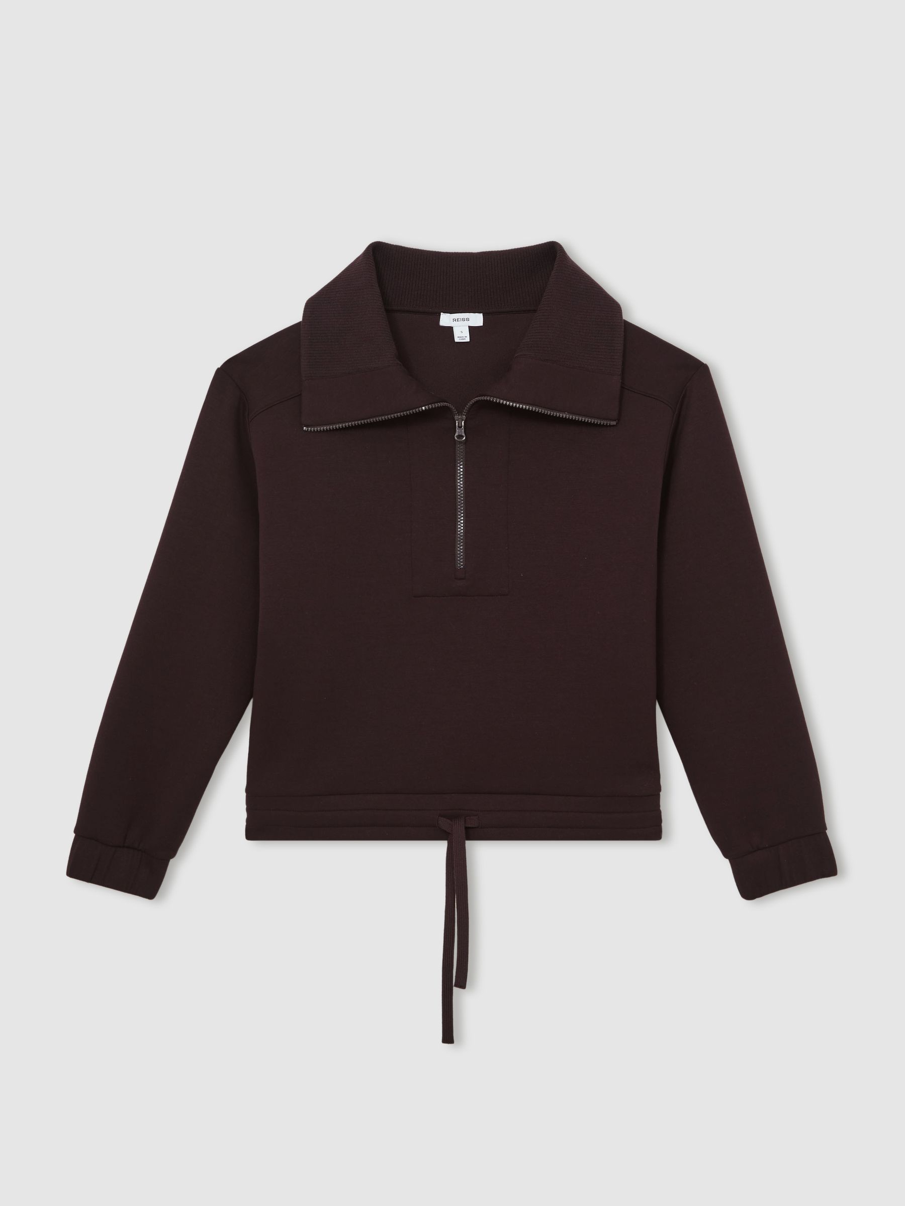 Interlock Half Zip Drawstring Hem Sweatshirt in Plum - Image 2 of 5