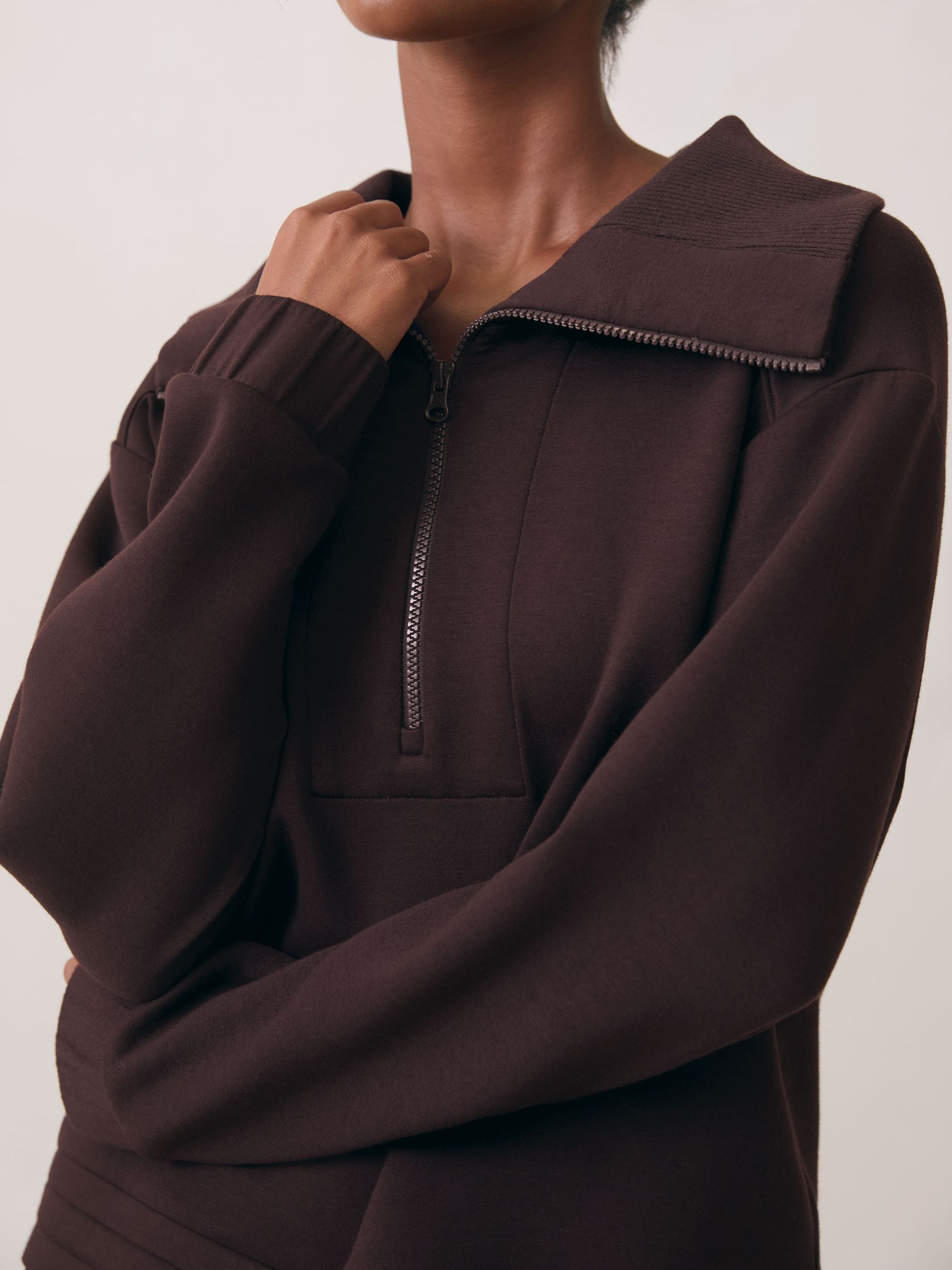 Premium Interlock Half-Zip Sweatshirt in Plum - image 3