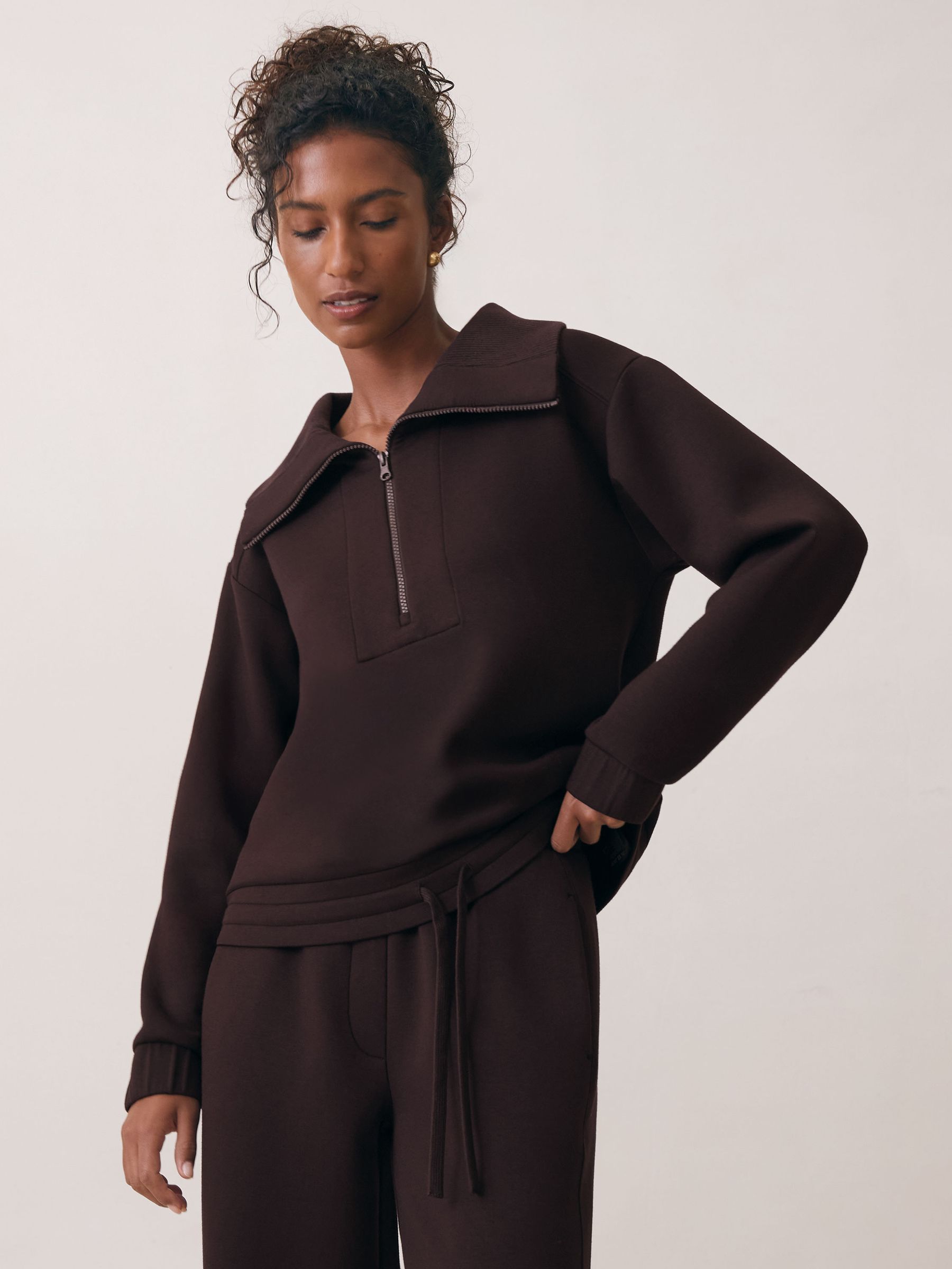 Premium Interlock Half-Zip Sweatshirt in Plum - image 5