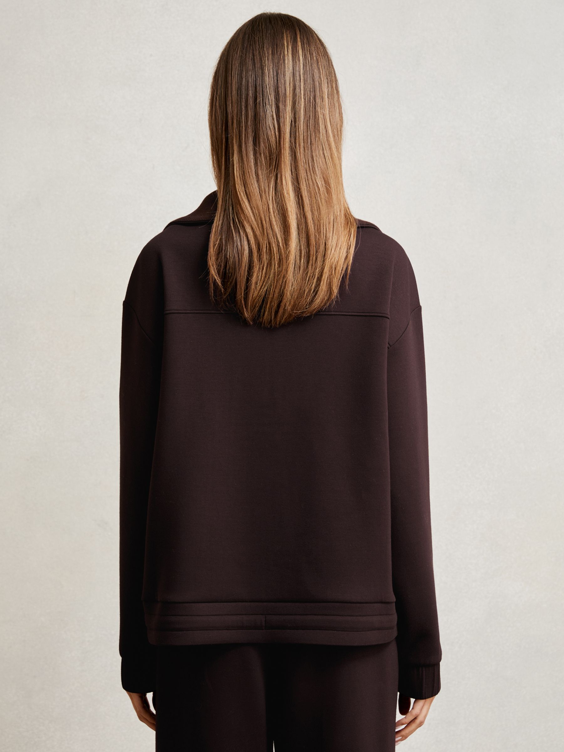 Interlock Half Zip Drawstring Hem Sweatshirt in Plum - Image 4 of 5