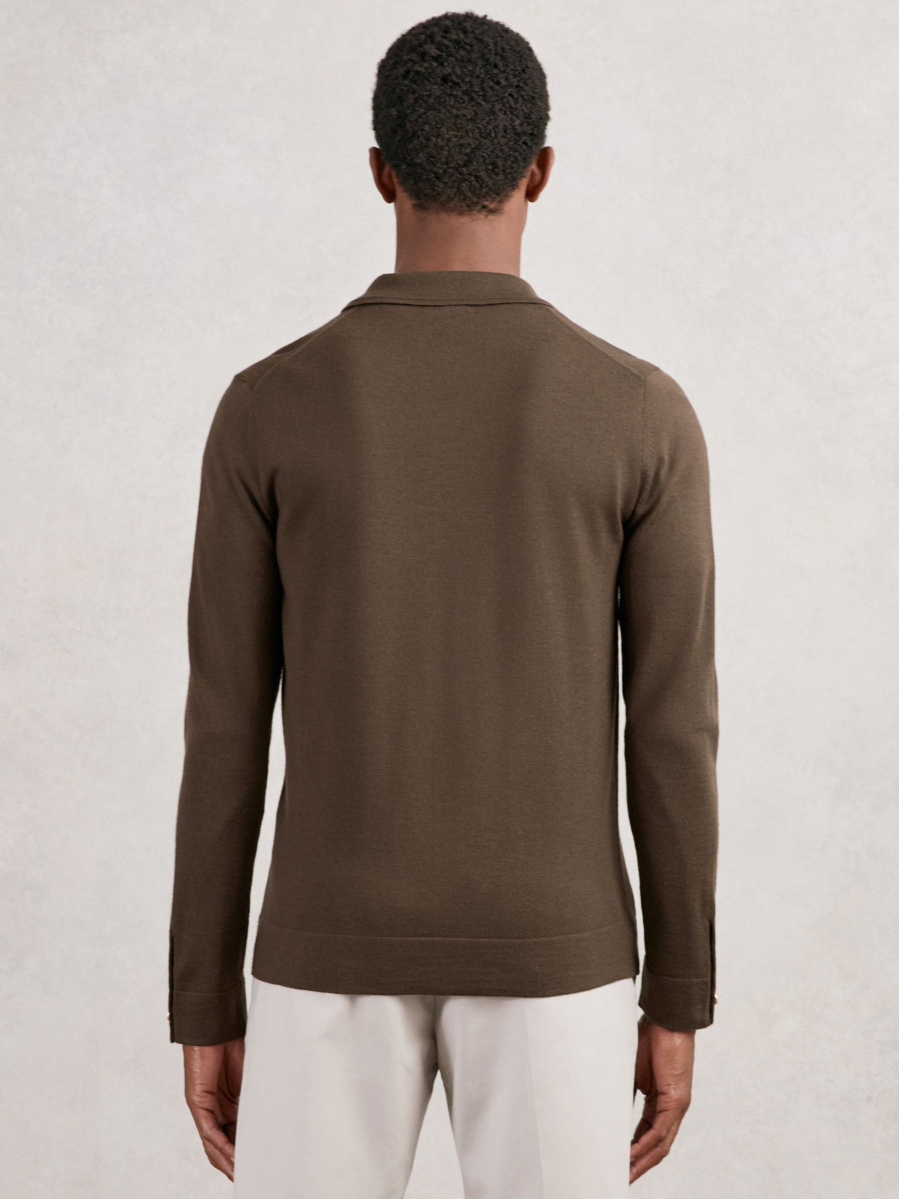 Merino Wool Button-Through Cardigan in Chocolate Brown - Image 5 of 6