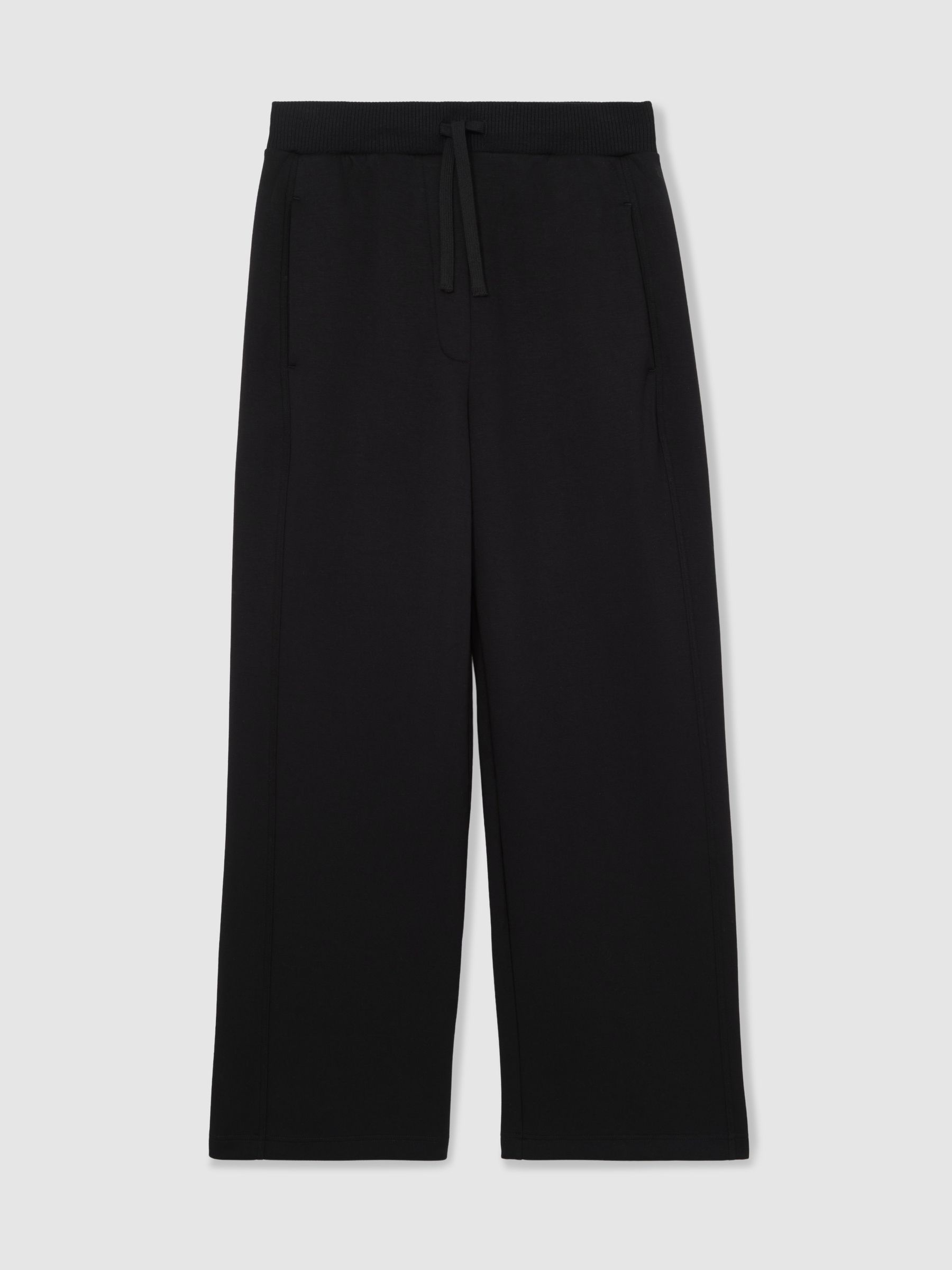 Interlock-Jogginghosen mit weitem Bein und Kordelzug in Schwarz - Bild 2 von 7