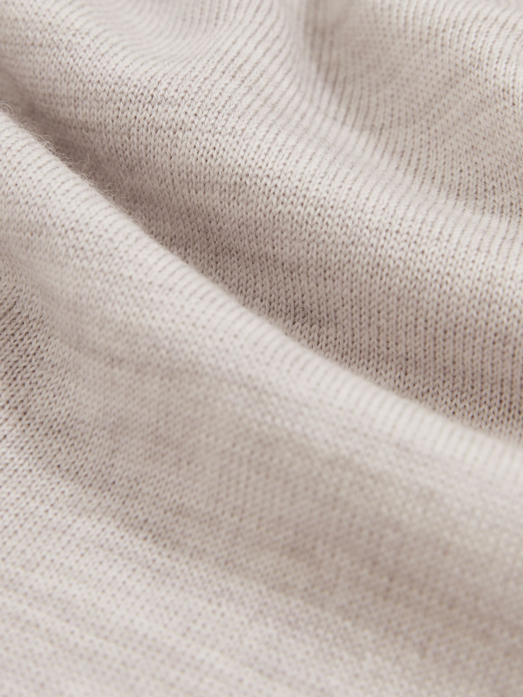Merino Wool Open-Collar Polo Shirt in Wicker Brown Melange - Image 6 of 6