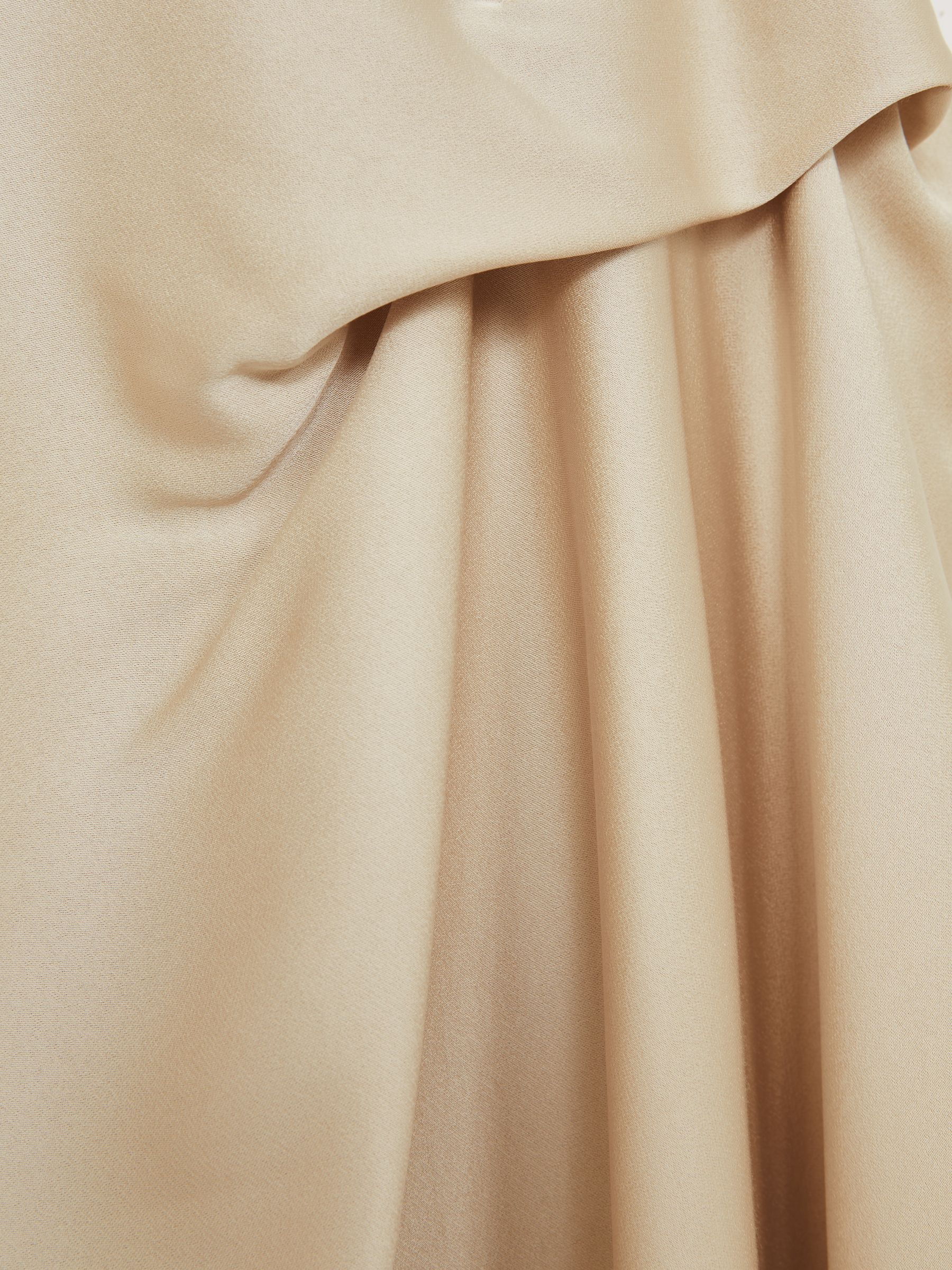 Satin Tuck-Detail Cape Midi Dress in Champagne Neutral - Image 6 of 6