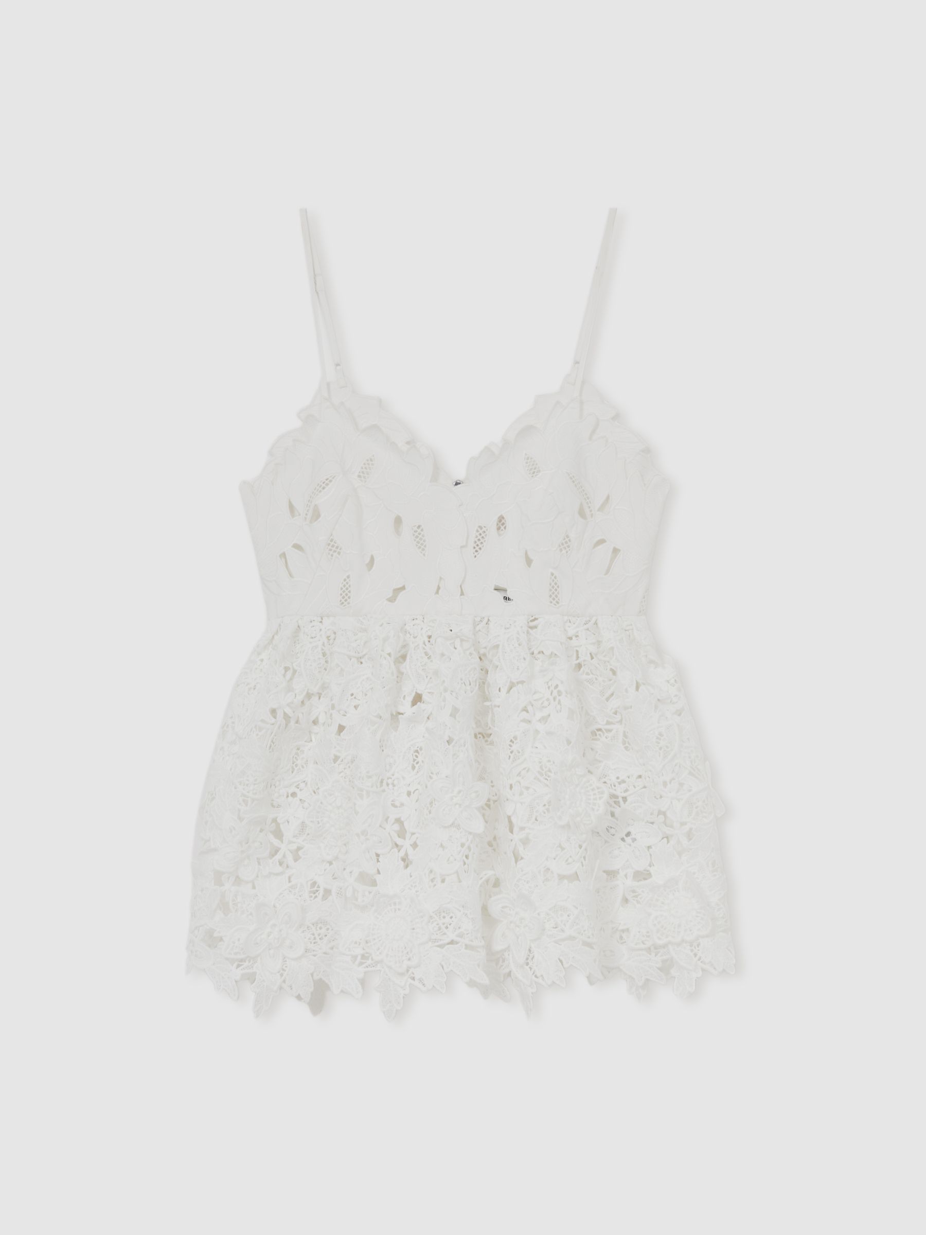 Cotton Cut Out Lace Cami Top in Ivory - Image 2 of 6