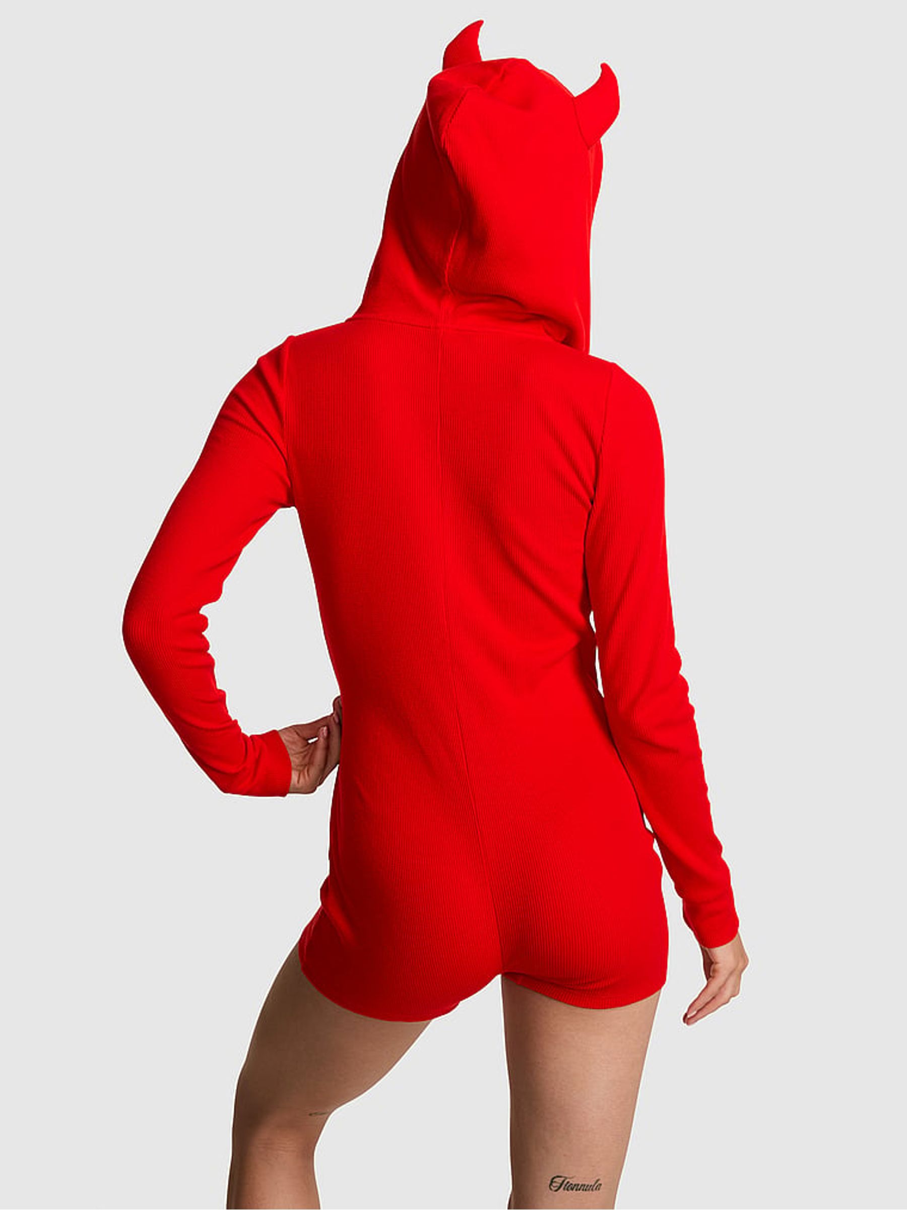 Bright Vermillion Red Devil Halloween Onesie - Image 2 of 3