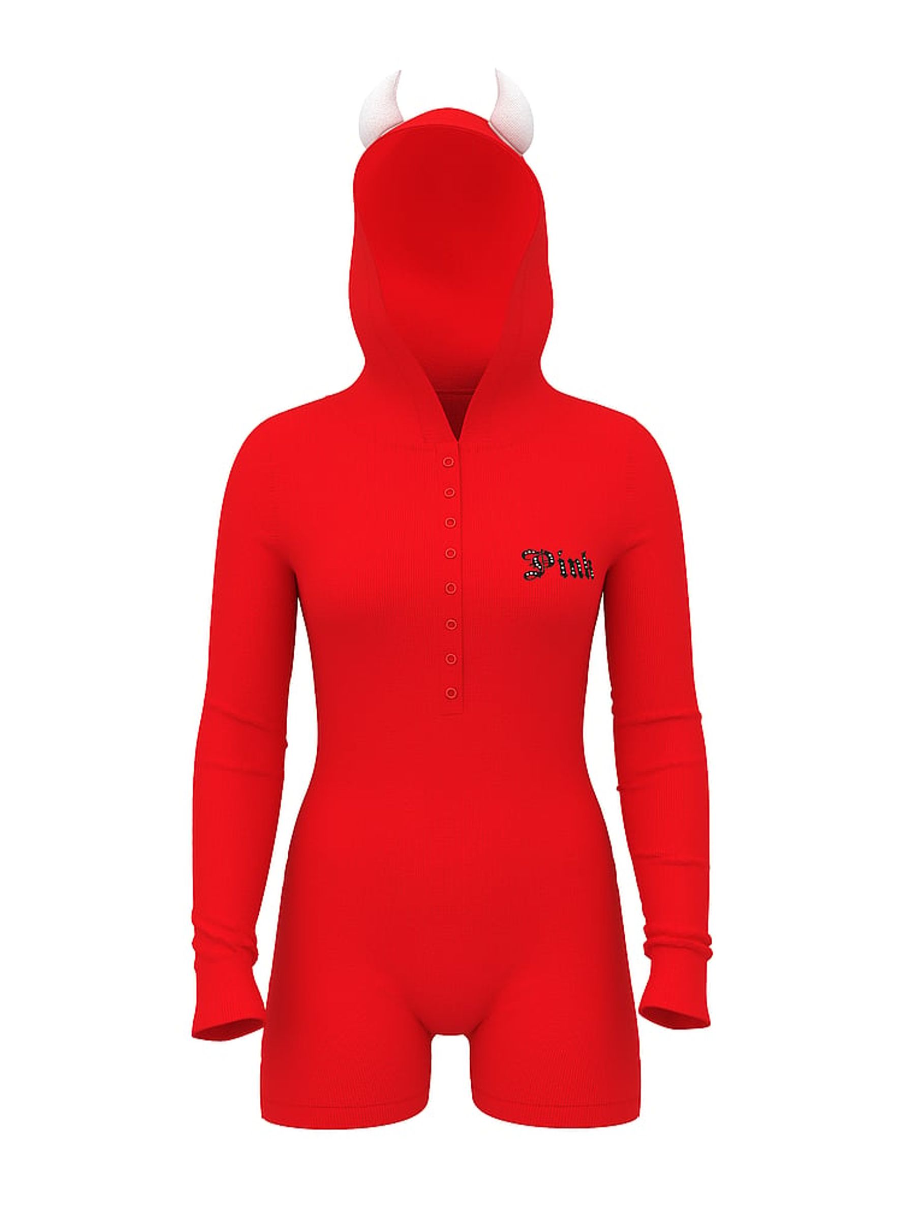 Bright Vermillion Red Devil Halloween Onesie - Image 3 of 3