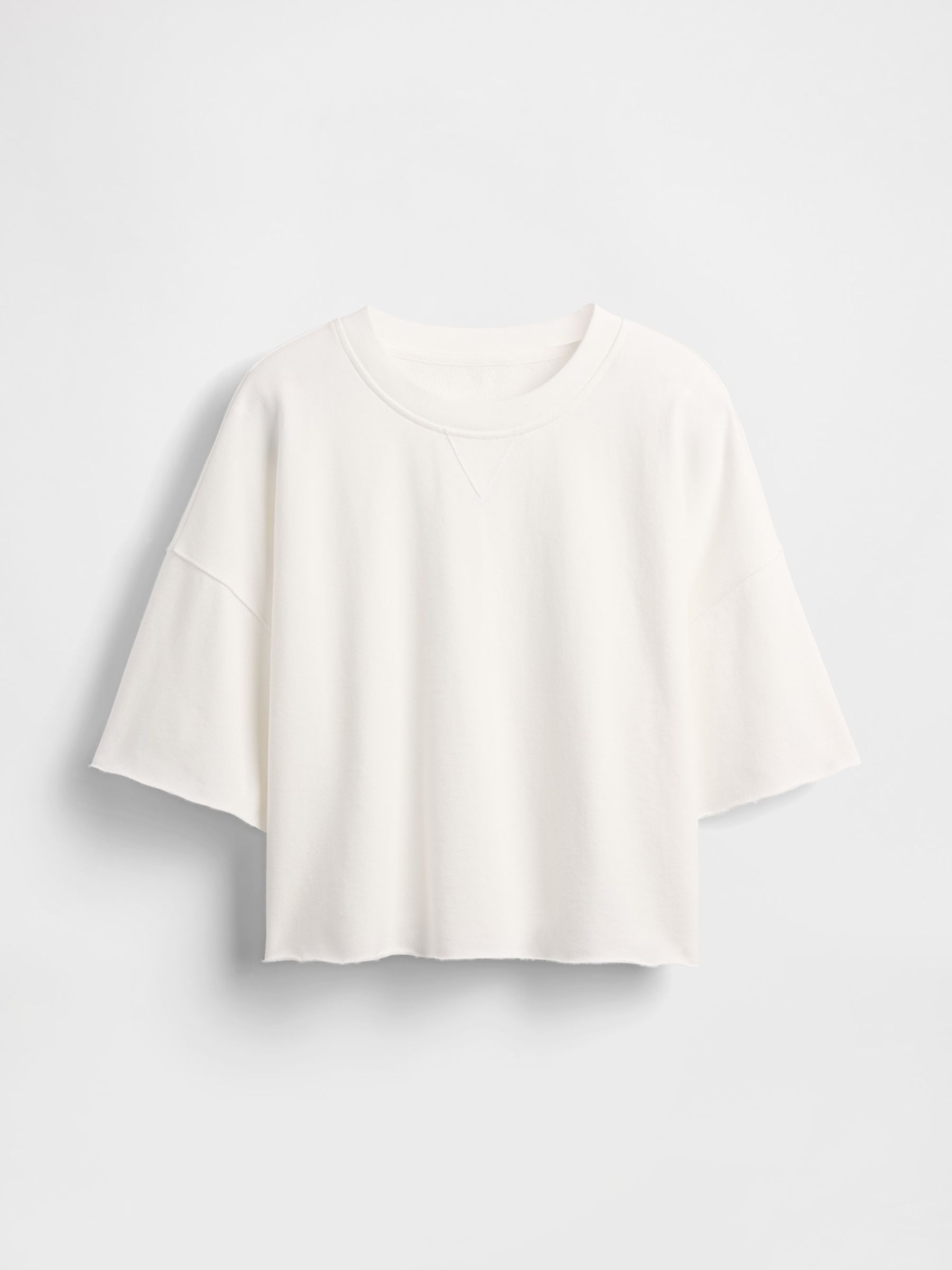 White French Terry Cropped Rolled Hem Sweatshirt - Image 5 of 5