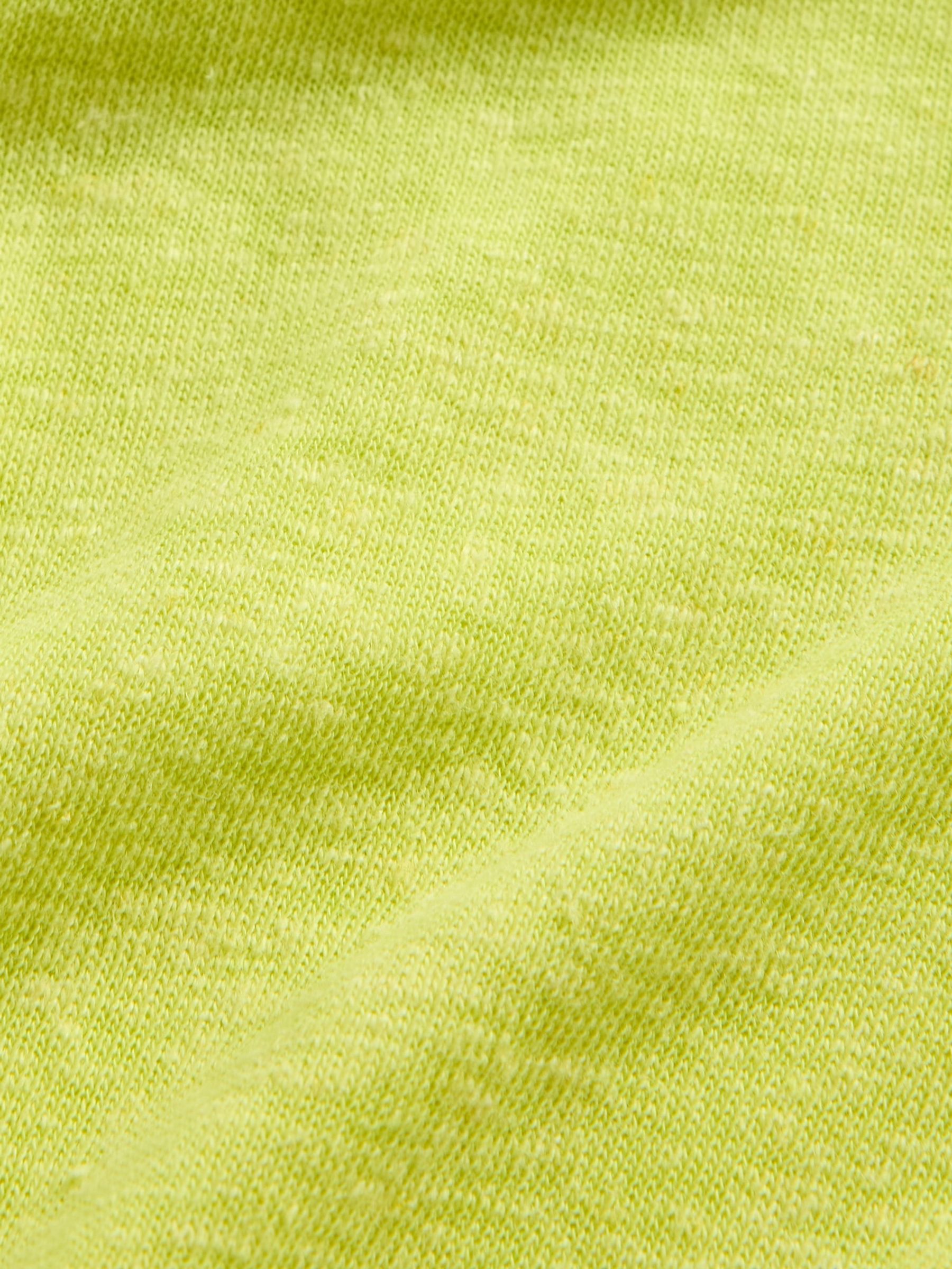 Yellow Linen-Blend Cropped V Neck T-Shirt - Image 5 of 5