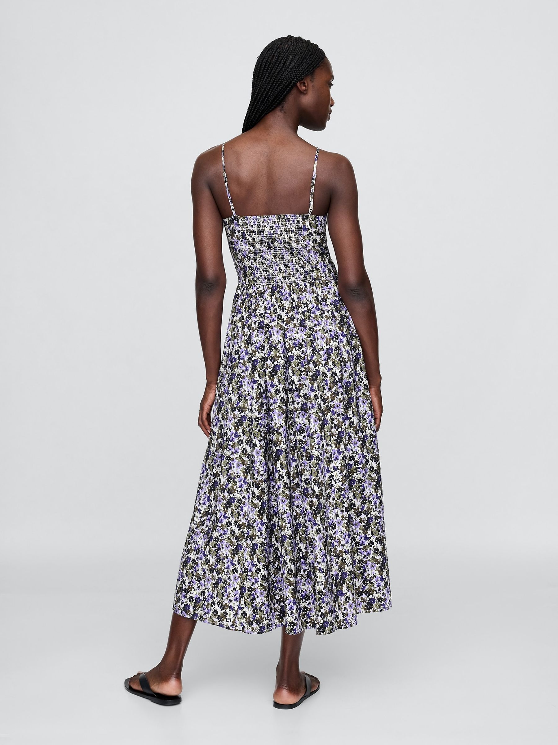 Purple Floral V-Neck Midi Dress - Image 2 of 5
