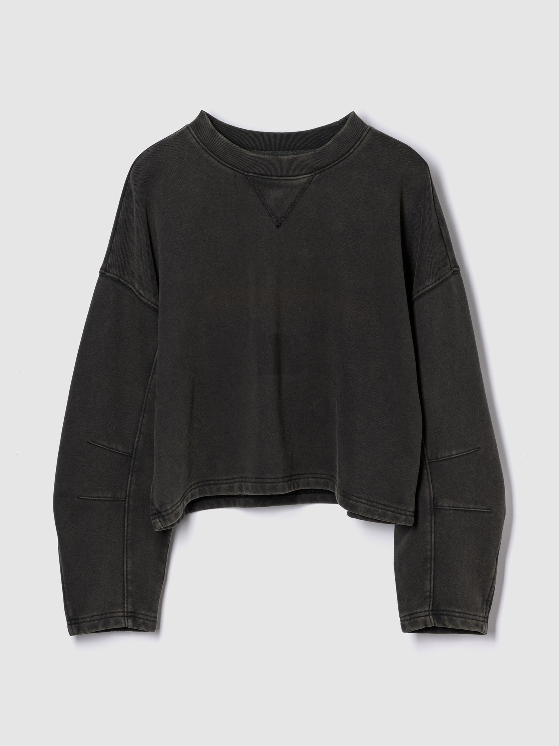 Black Heavyweight French Terry Barrel-Sleeve Sweatshirt - Image 1 of 2
