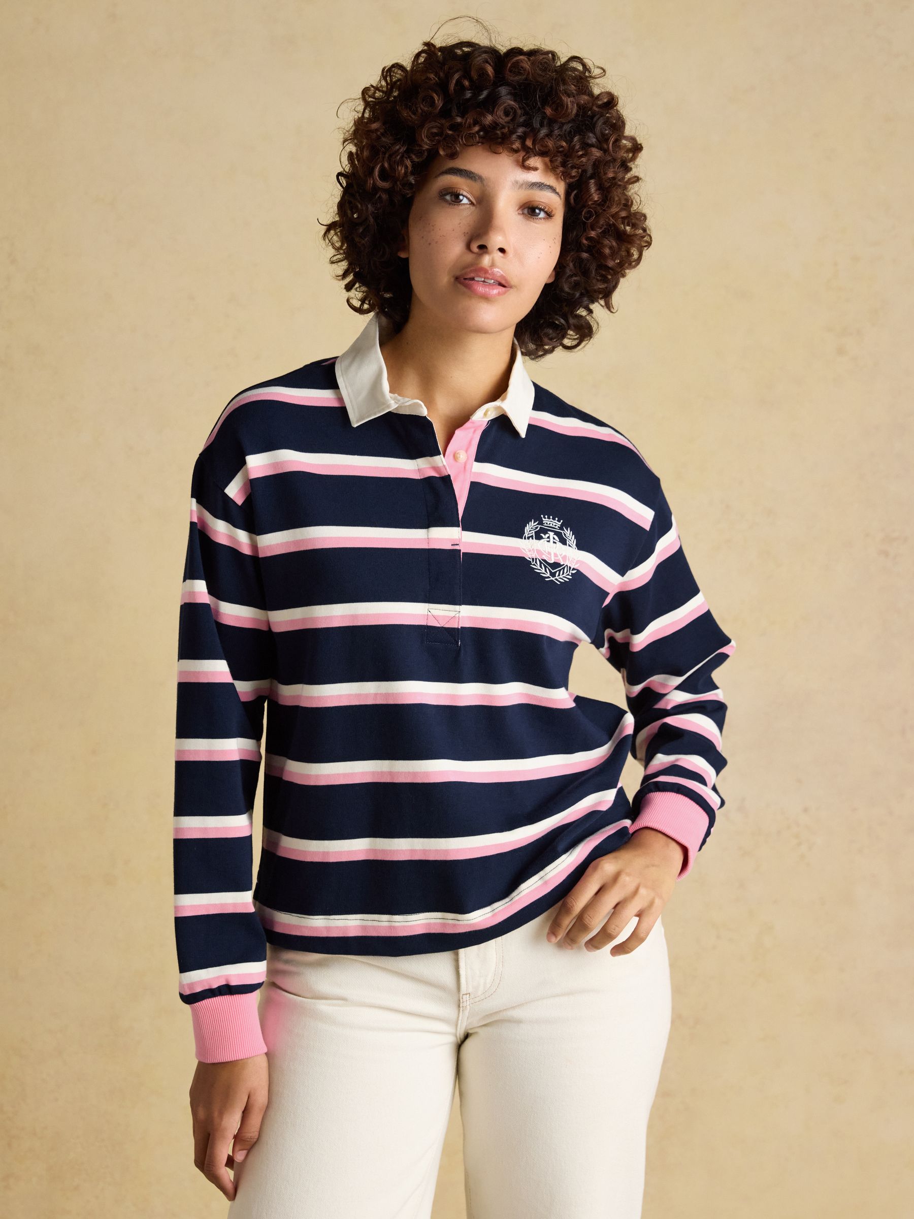 Lara Navy &  Pink Striped Rugby Shirt - Image 1 of 11