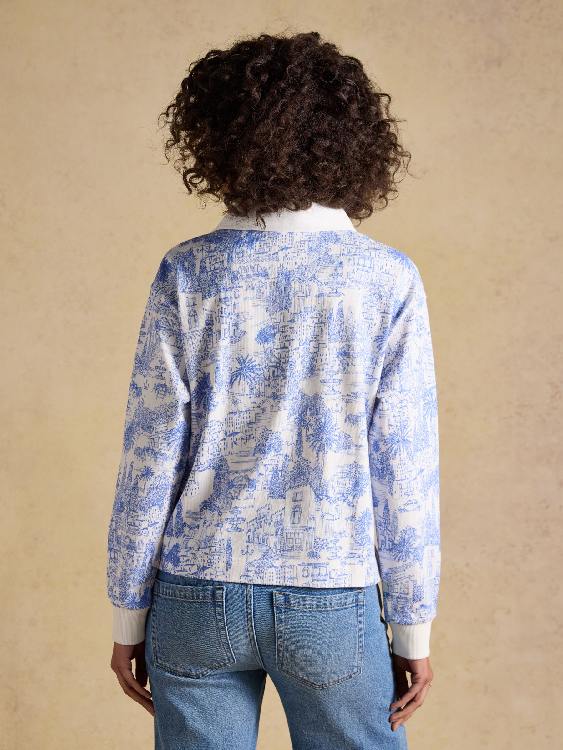 Lara Blue Toile Print Striped Rugby Shirt - Image 4 of 11