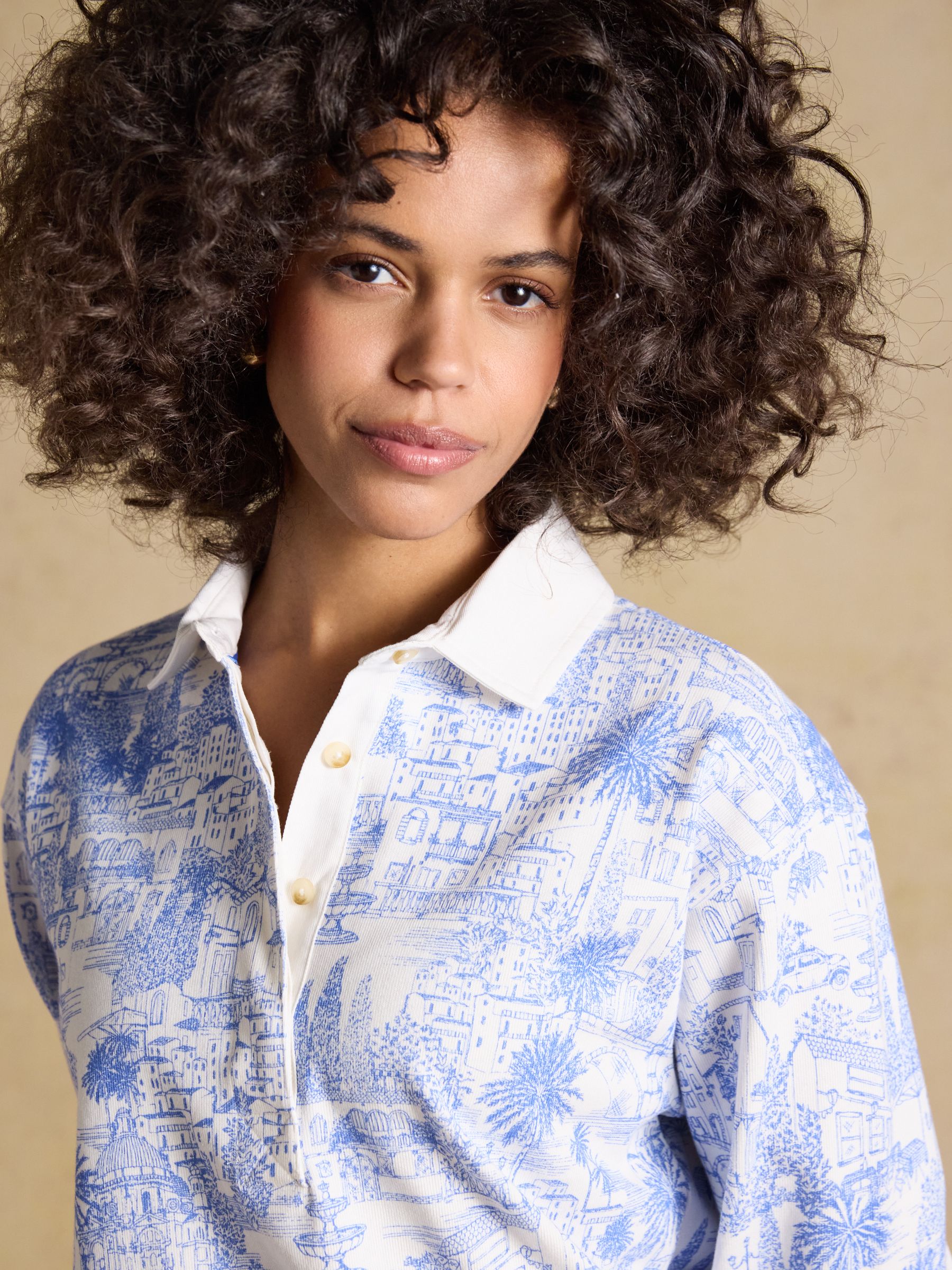 Lara Blue Toile Print Striped Rugby Shirt - Image 5 of 11