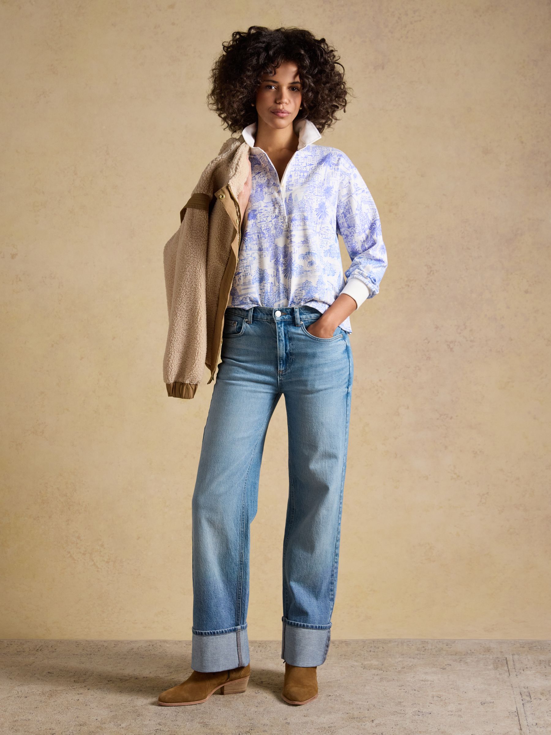 Lara Blue Toile Print Striped Rugby Shirt - Image 8 of 11