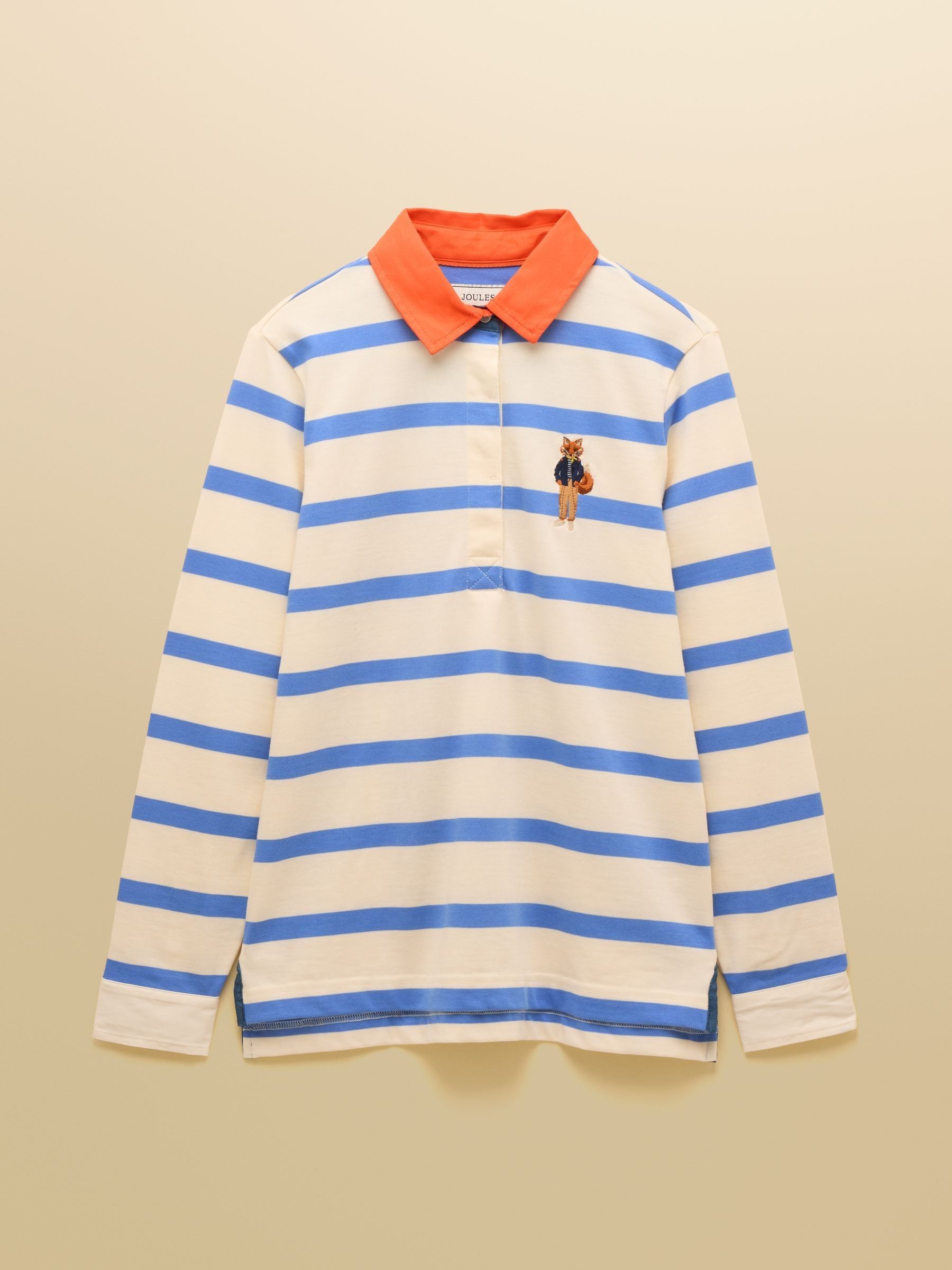 Cream & Blue Striped Jonty Fox Embroidered Cotton Rugby Shirt - Image 13 of 13