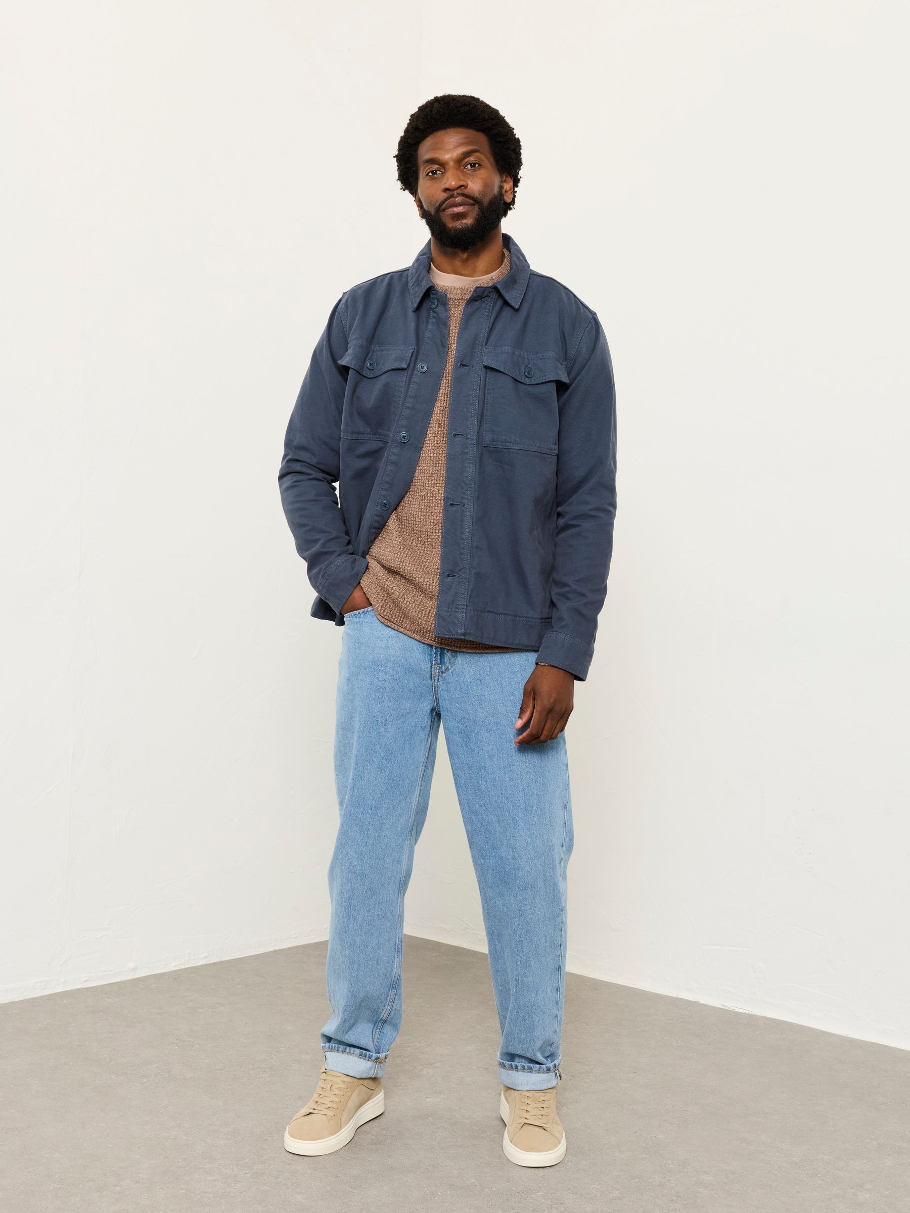 French Navy Canvas Two Pocket Worker Jacket - Image 3 of 6