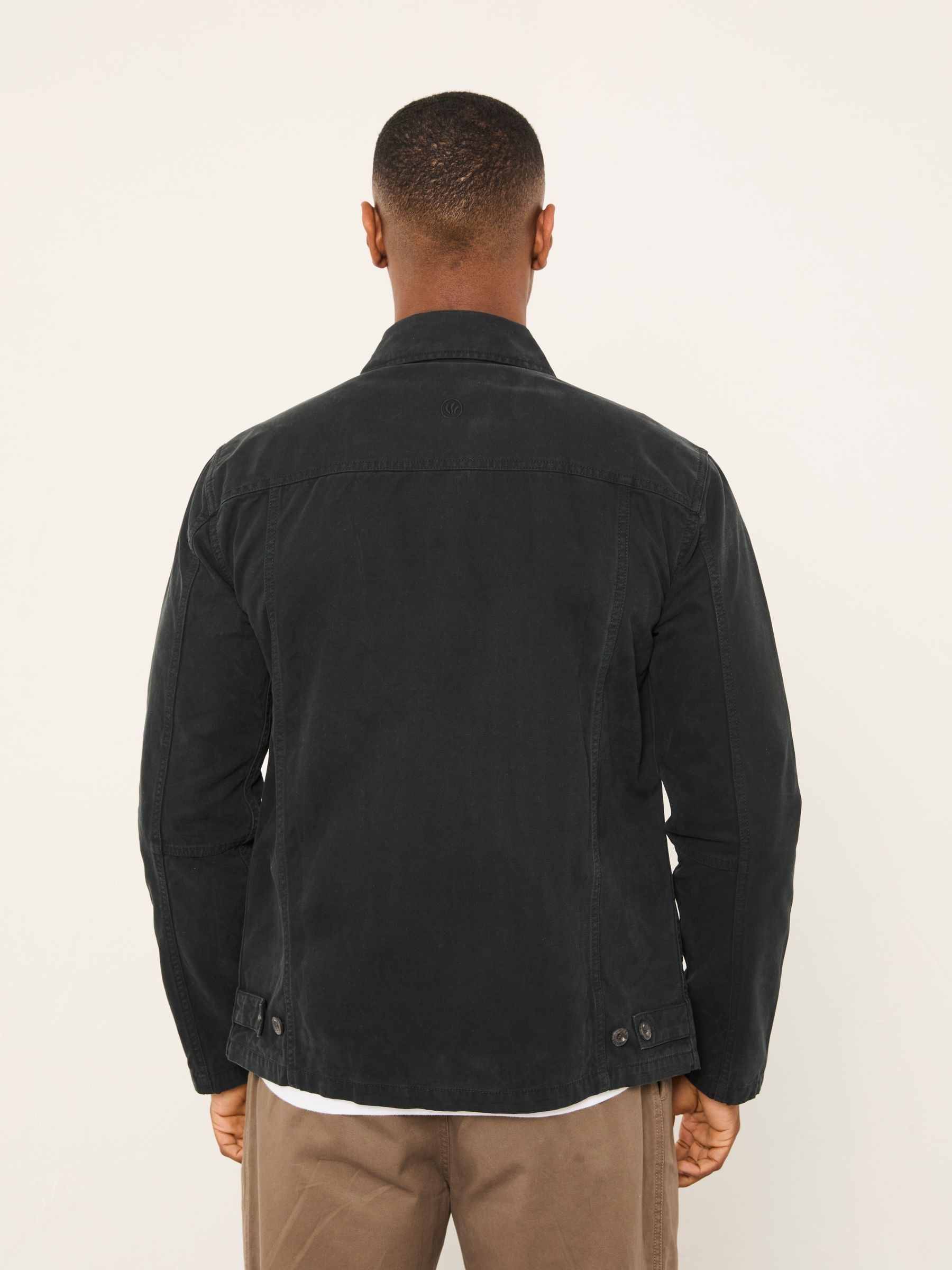 Washed Black Garment Dye Worker Cotton Jacket - Image 2 of 5