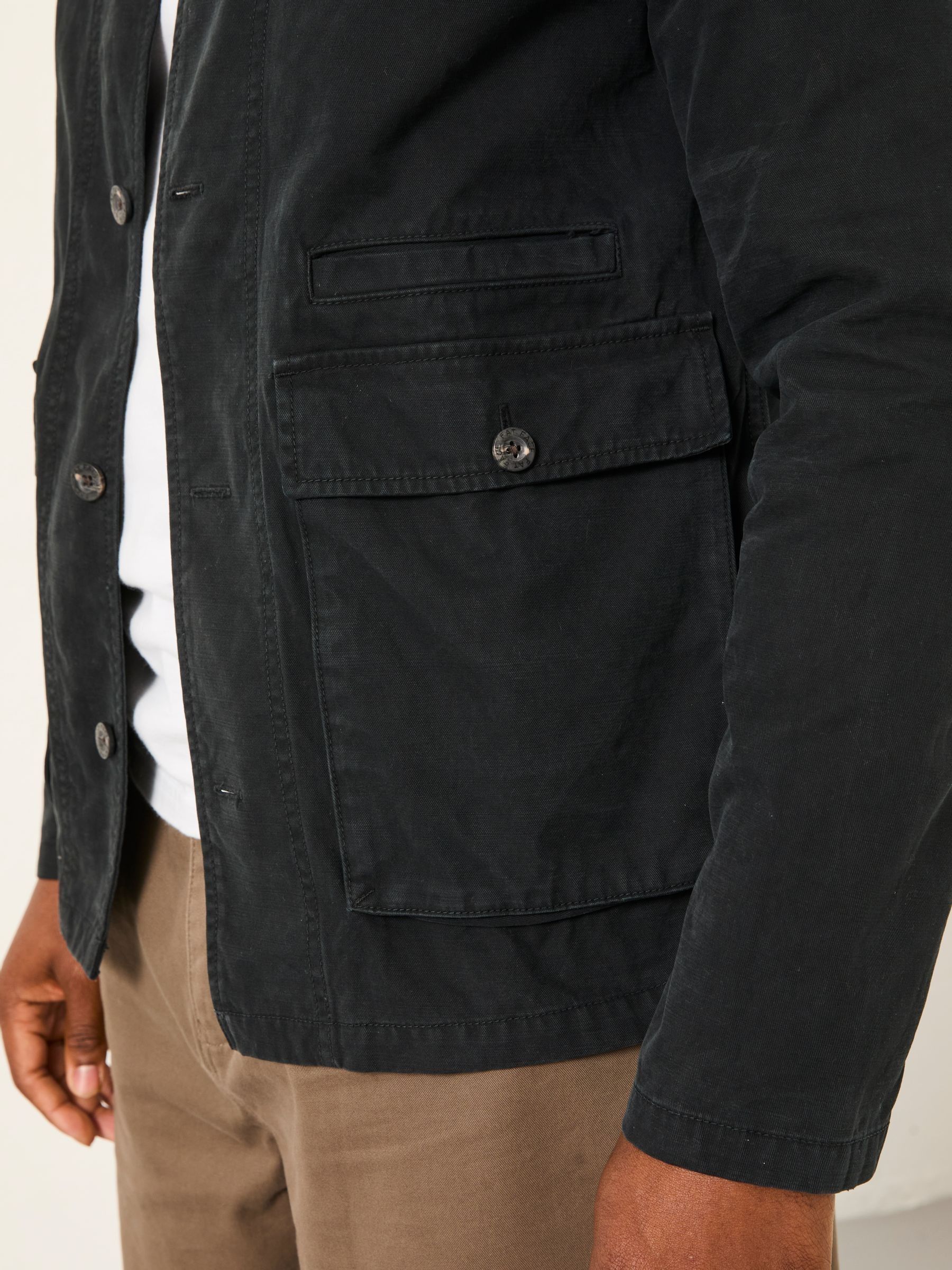 Washed Black Garment Dye Worker Cotton Jacket - Image 4 of 5