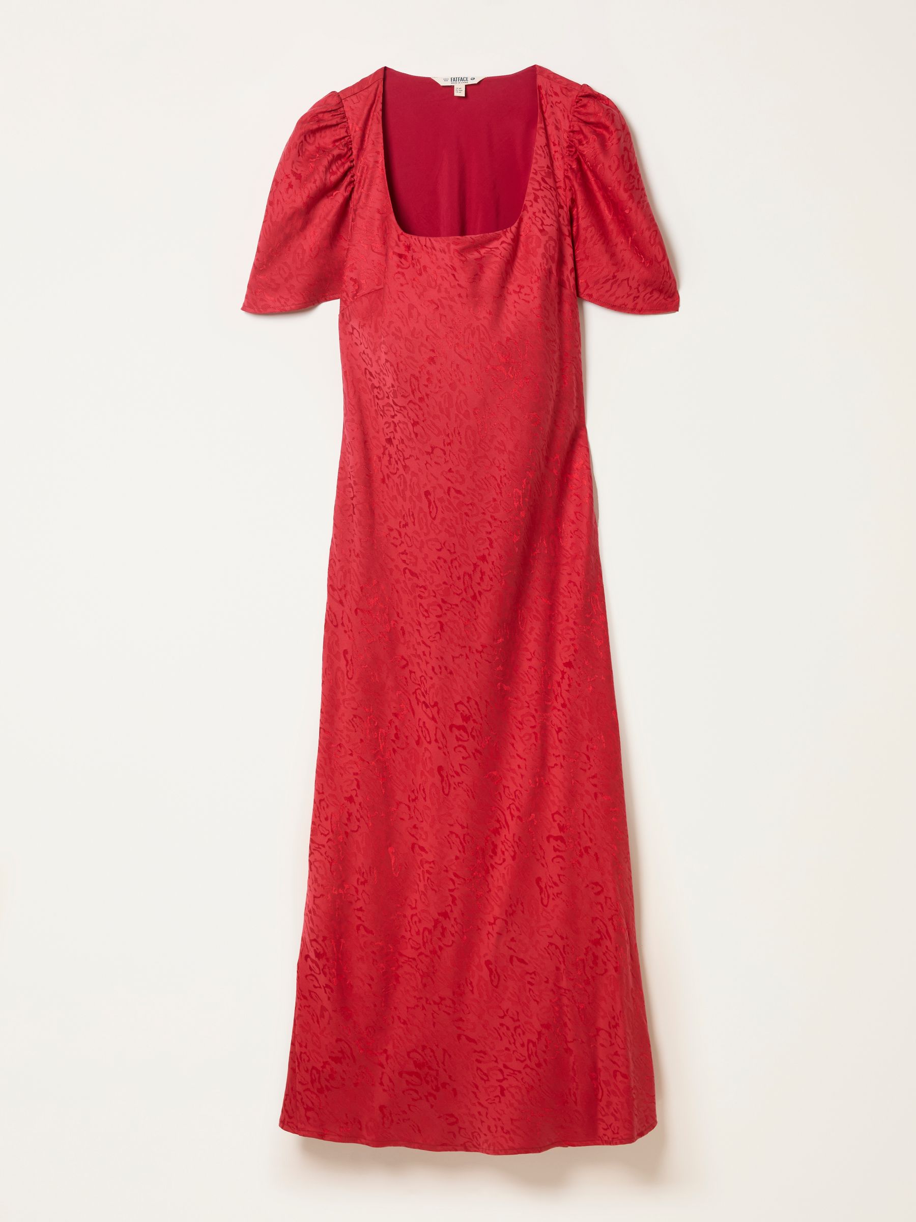 Luna Red Petite Square Neck Jacquard Midi Dress - Image 3 of 3
