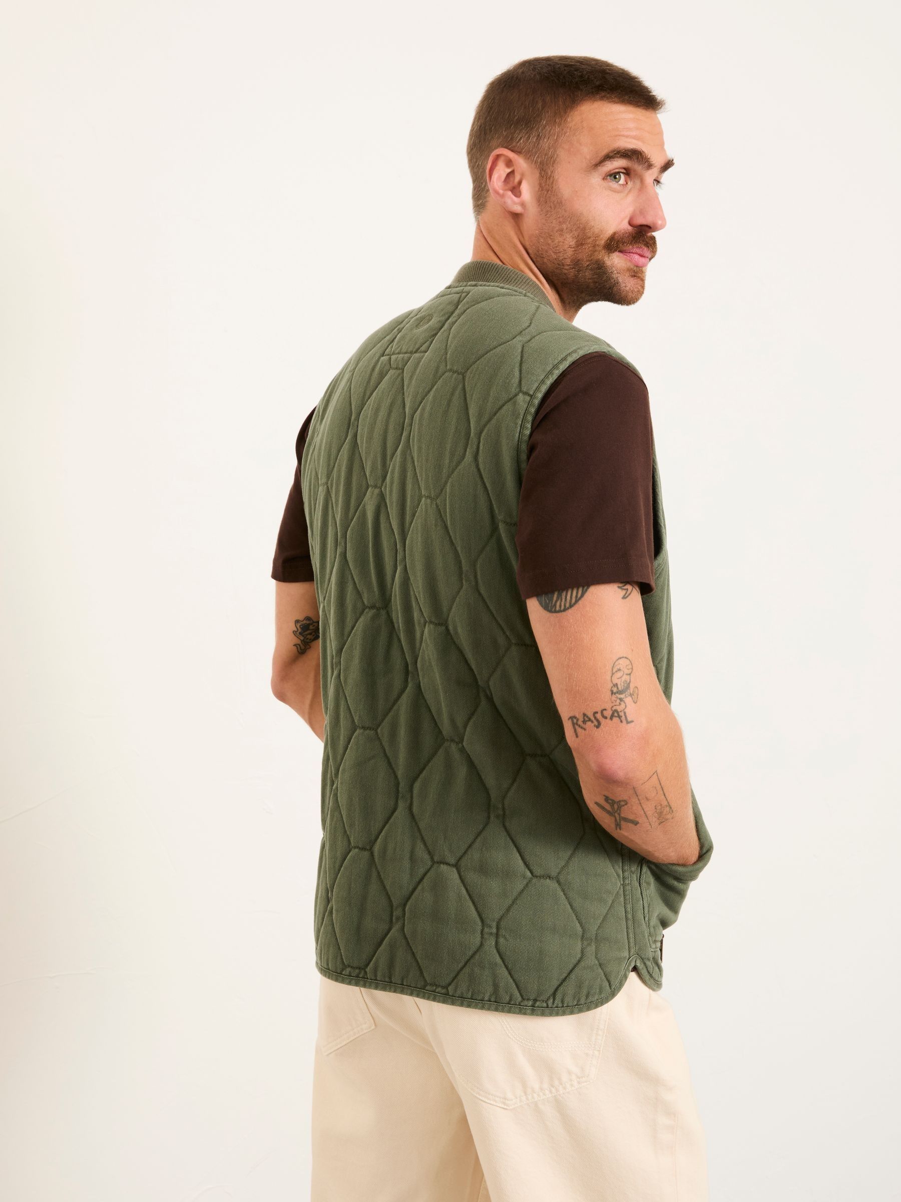 Lambourn Khaki Green Quilted Gilet - Image 3 of 8