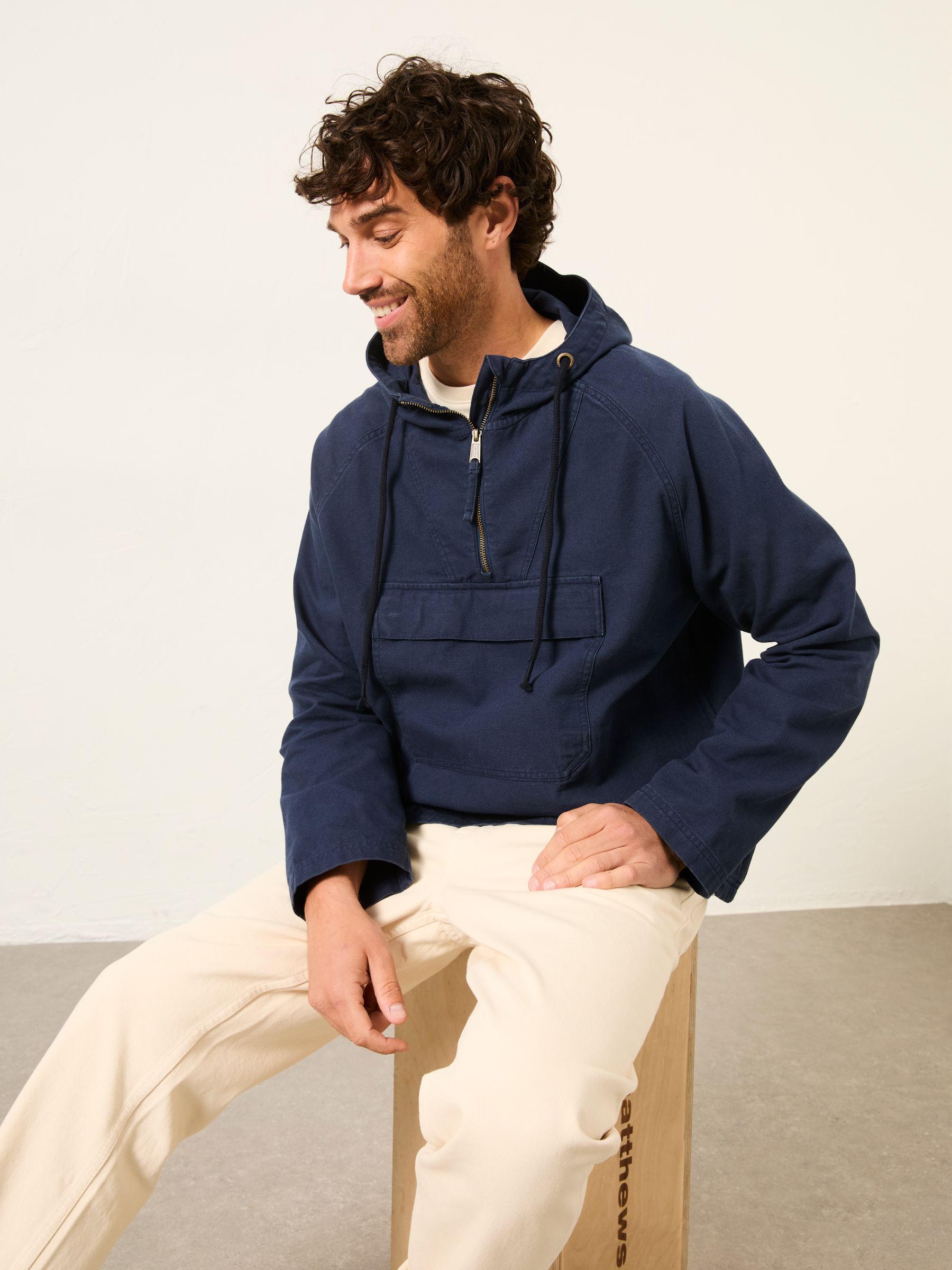 Indigo Blue Canvas Overhead Smock Jacket - Image 1 of 6