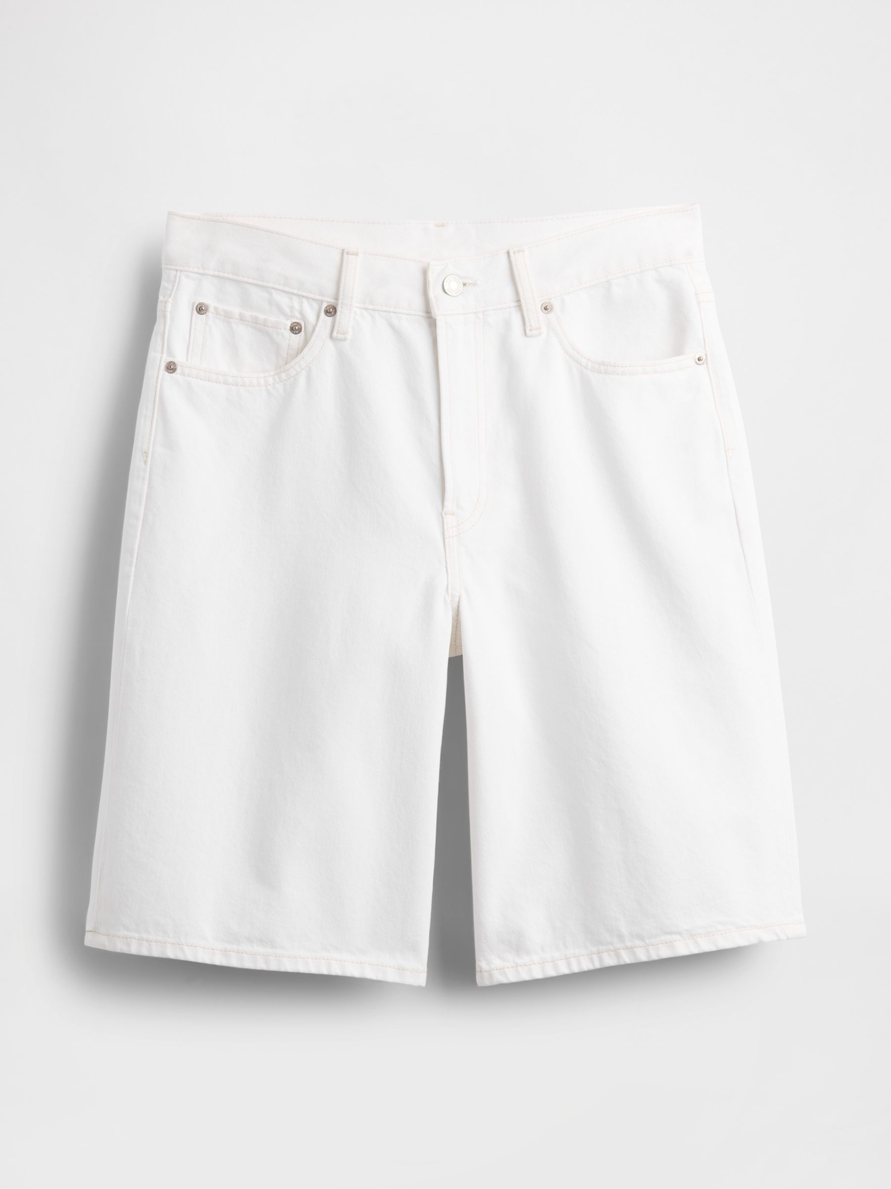White 11"" Mid Rise UltraSoft Longline Denim Shorts - Image 5 of 5