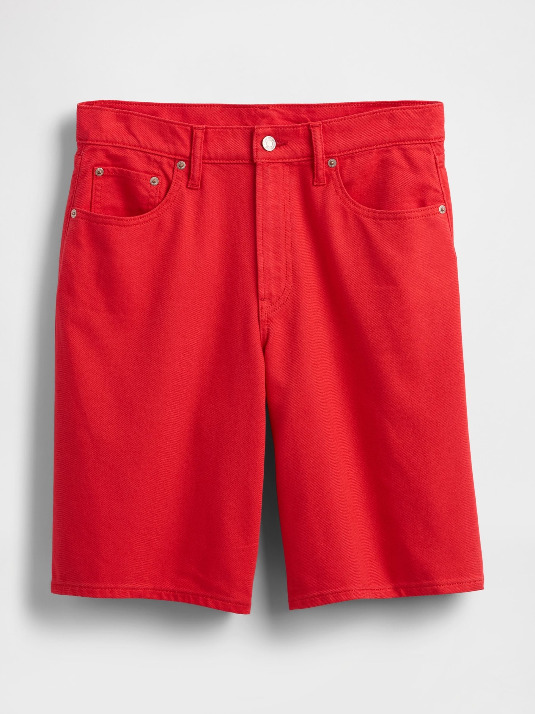 Red 11"" Mid Rise UltraSoft Longline Denim Shorts - Image 5 of 5