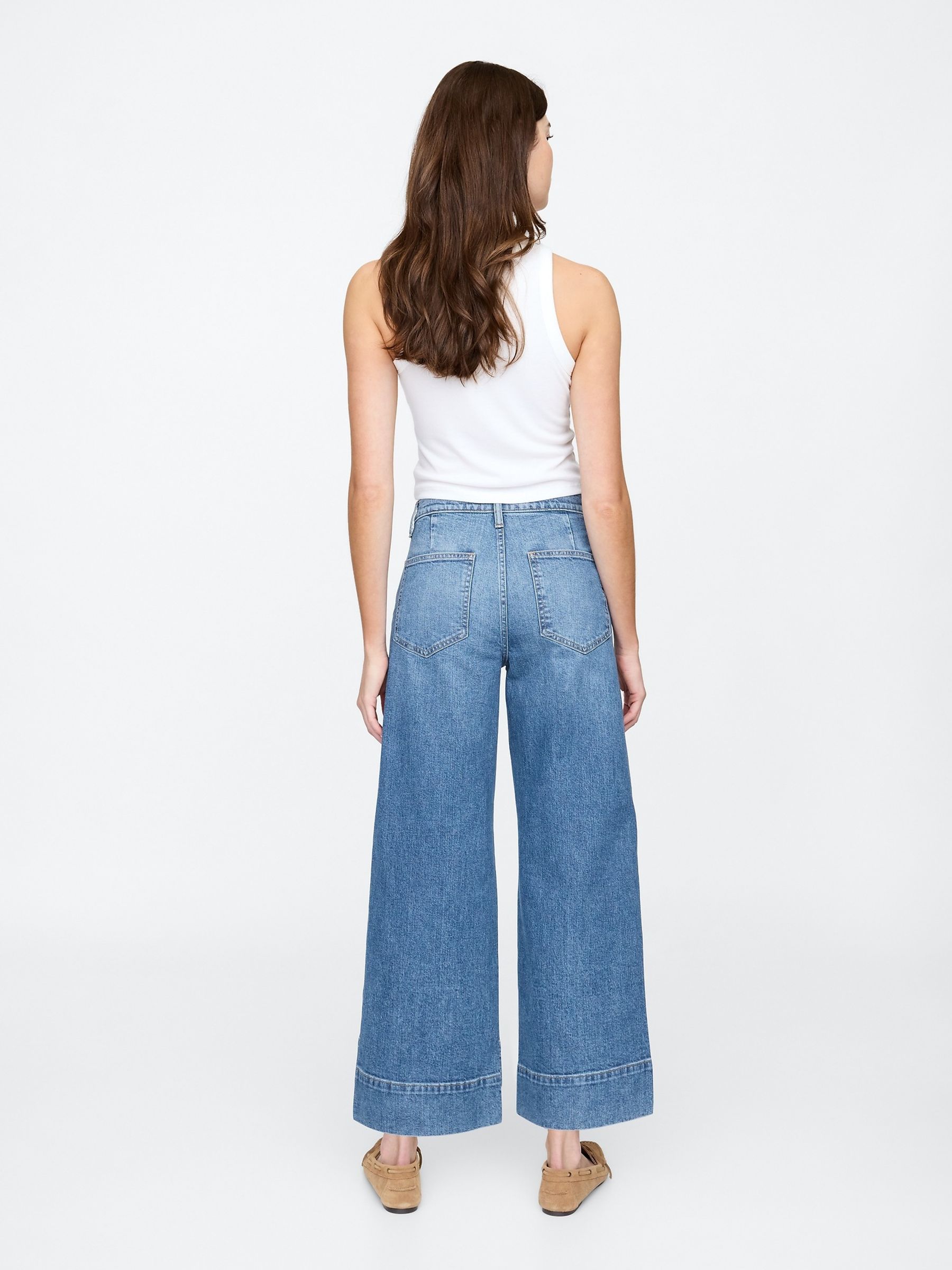 Blue Wide-Leg Cropped Jeans - Image 2 of 6