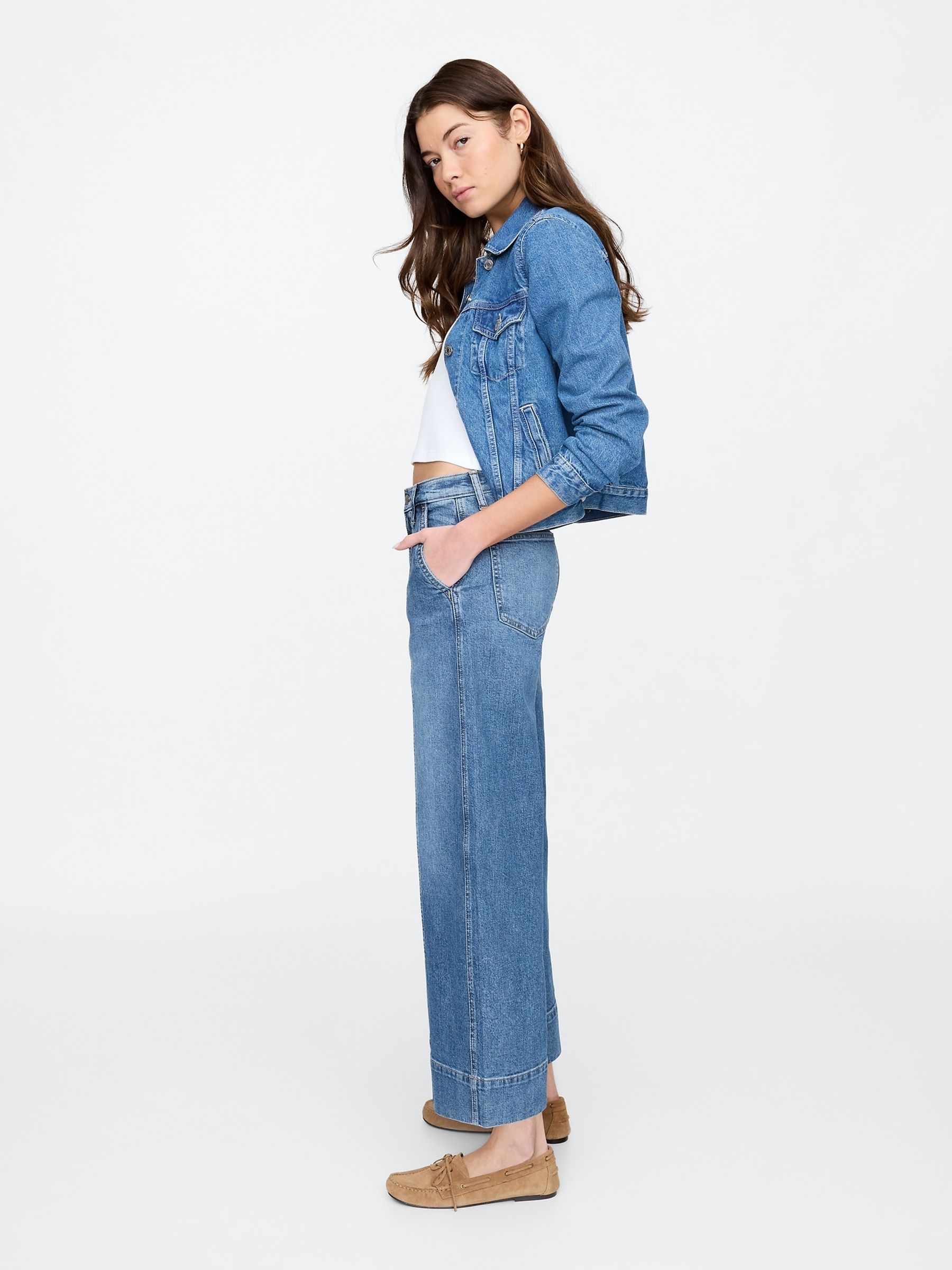 Blue Wide-Leg Cropped Jeans - Image 3 of 6