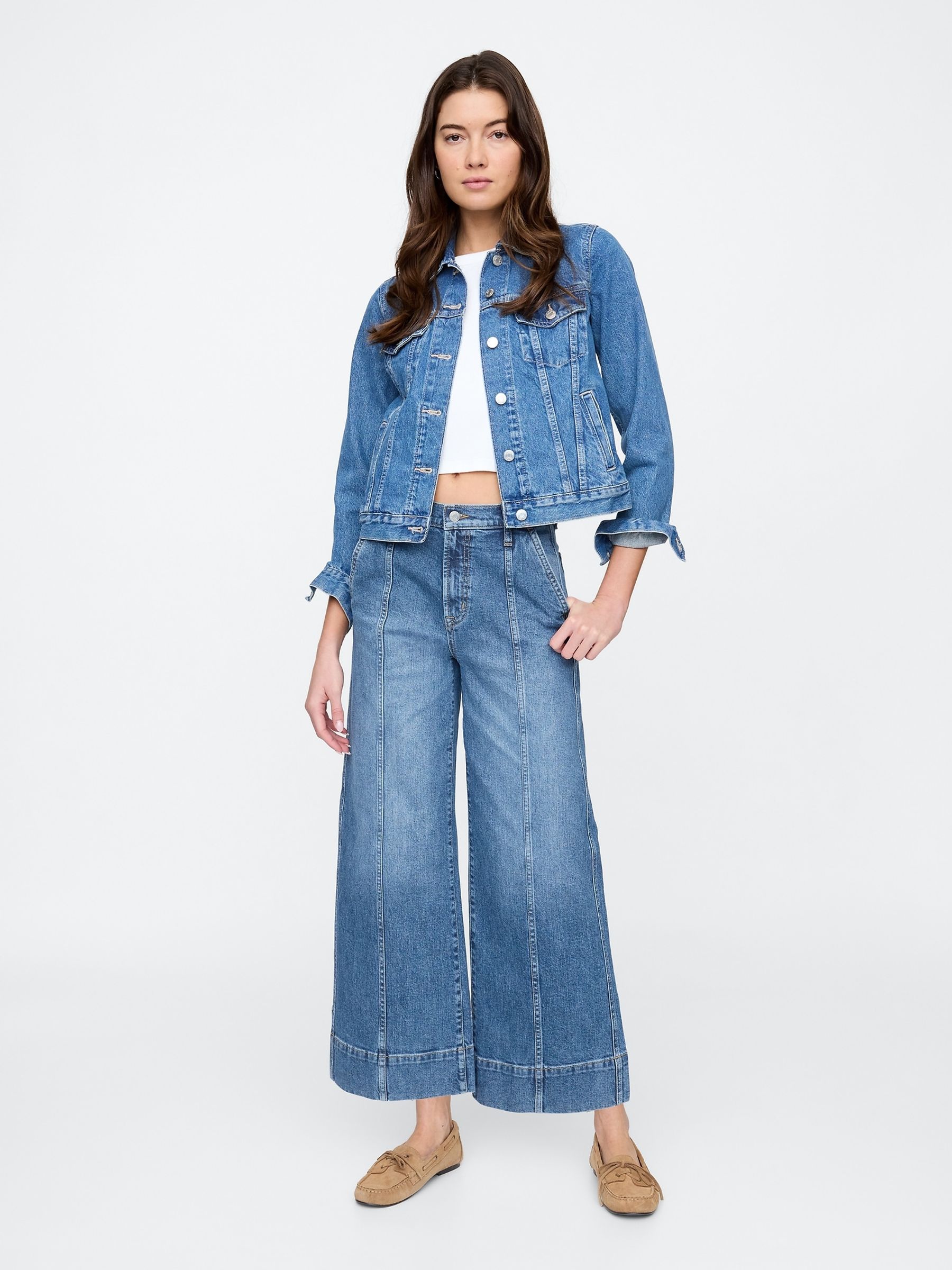 Blue Wide-Leg Cropped Jeans - Image 4 of 6