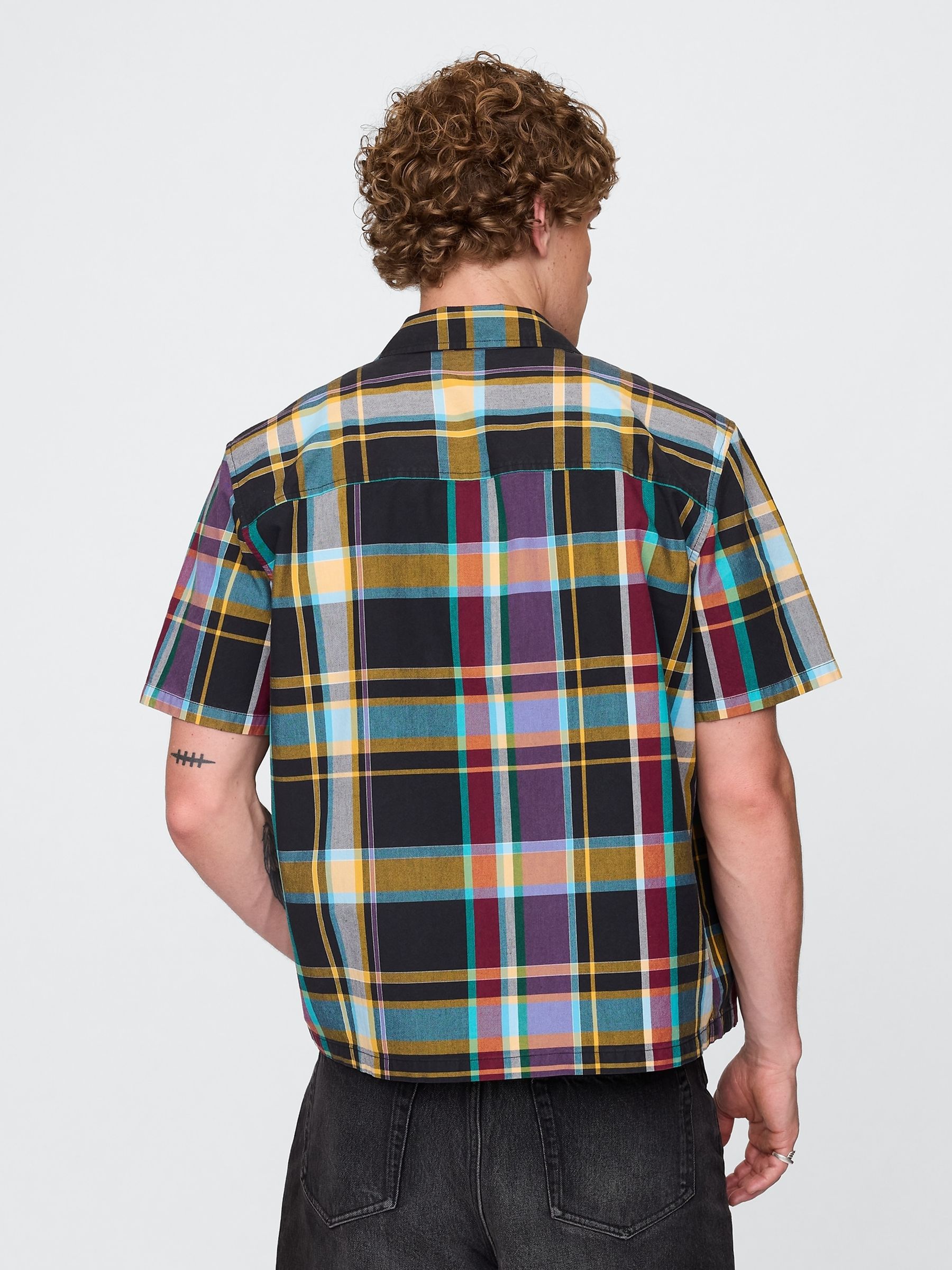 Black/Yellow Check Mixed Check Oxford Short Sleeve Shirt - Image 2 of 5