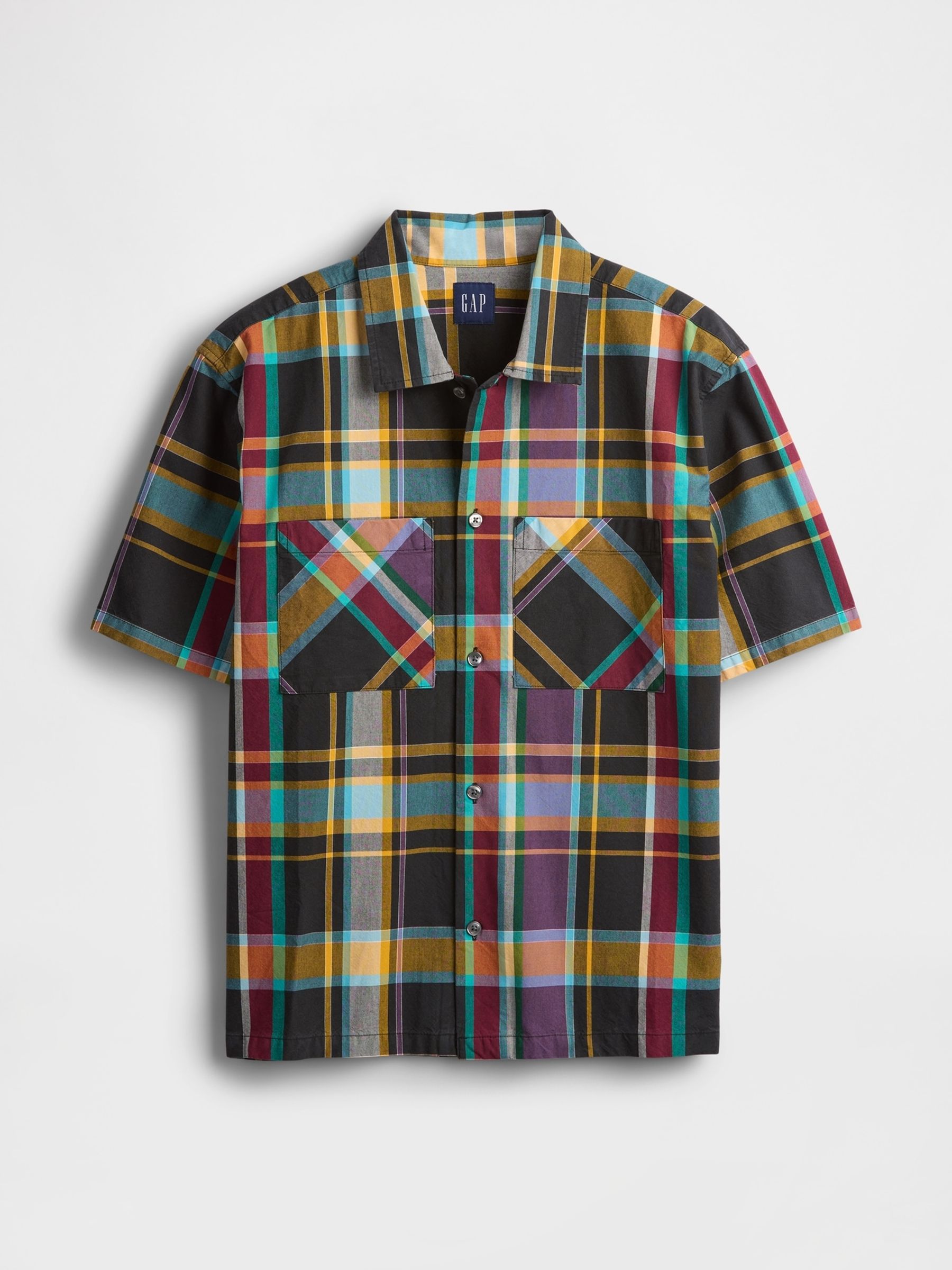 Black/Yellow Check Mixed Check Oxford Short Sleeve Shirt - Image 4 of 5