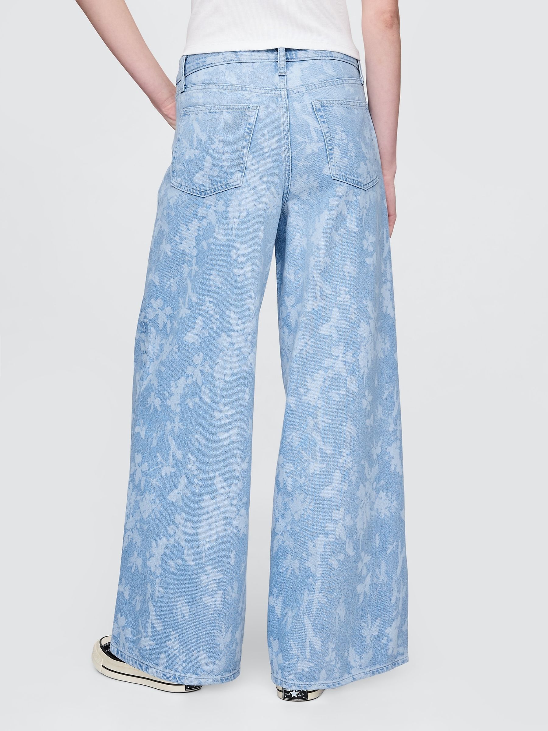 Blue Floral Mid Waisted UltraSoft Baggy Jeans - Image 2 of 6