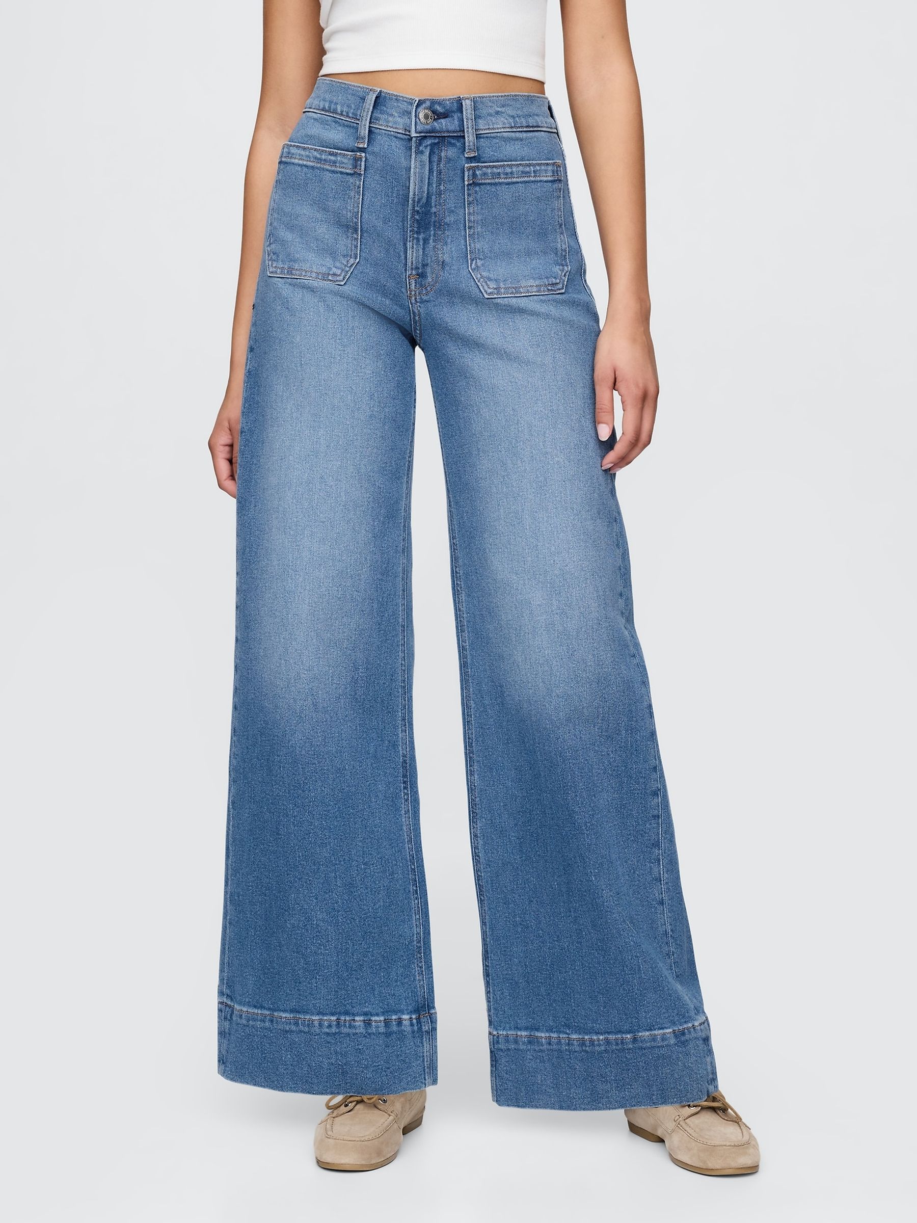 Blue High Waisted Stride Wide-Leg Jeans - Image 1 of 6