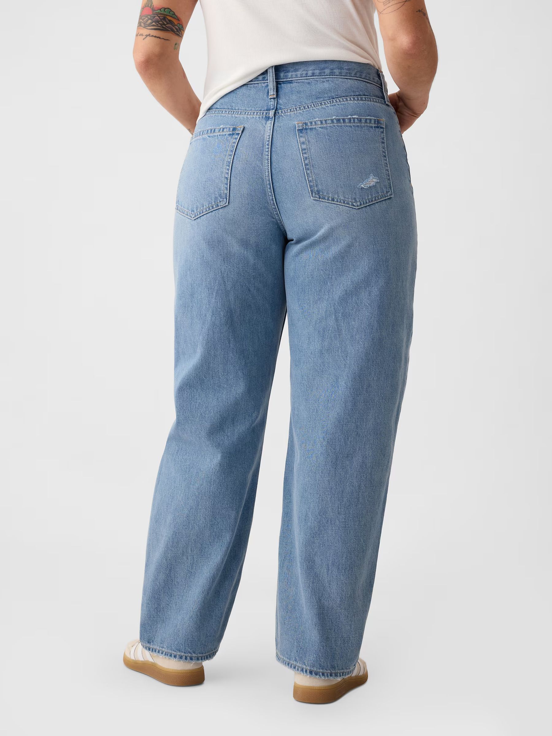 Blue Distressed High Waisted Barrel Jeans - Image 6 of 8