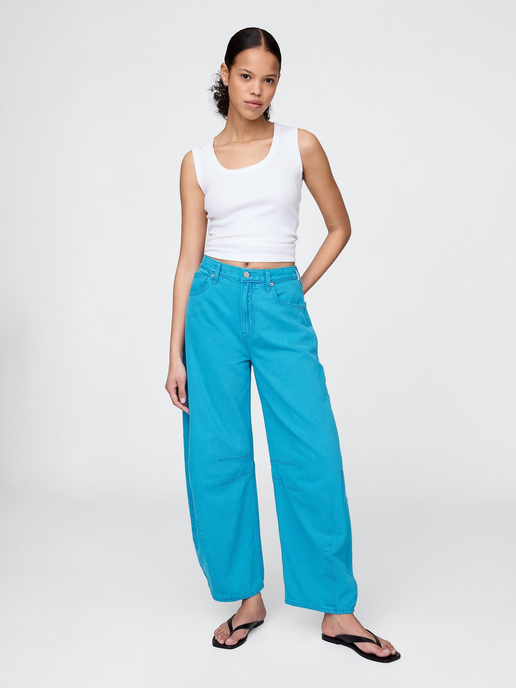 Blue High Waisted UltraSoft Horseshoe Jeans - Image 4 of 6