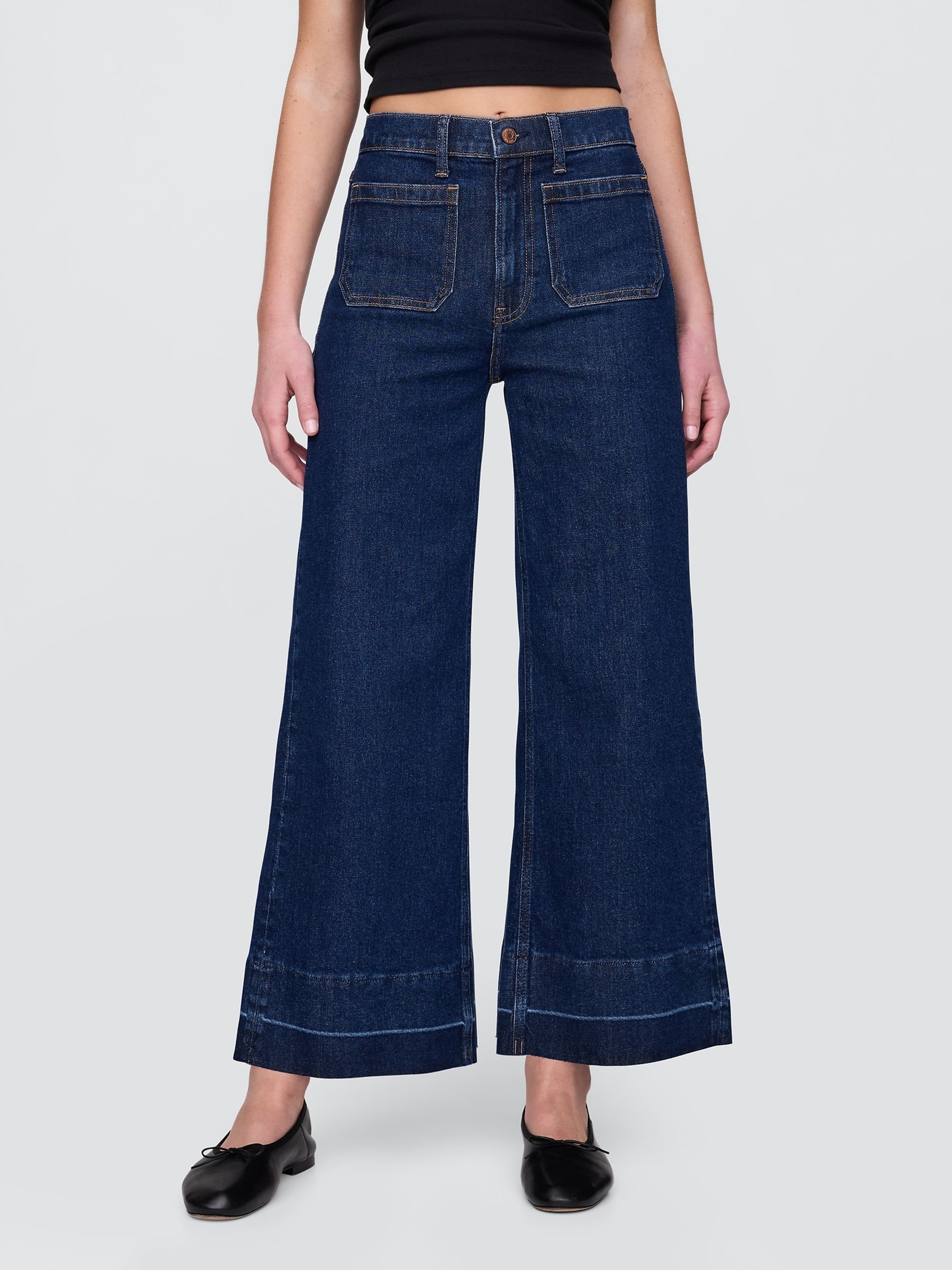 Blue High Waisted Stride Wide-Leg Ankle Jeans - Image 1 of 6