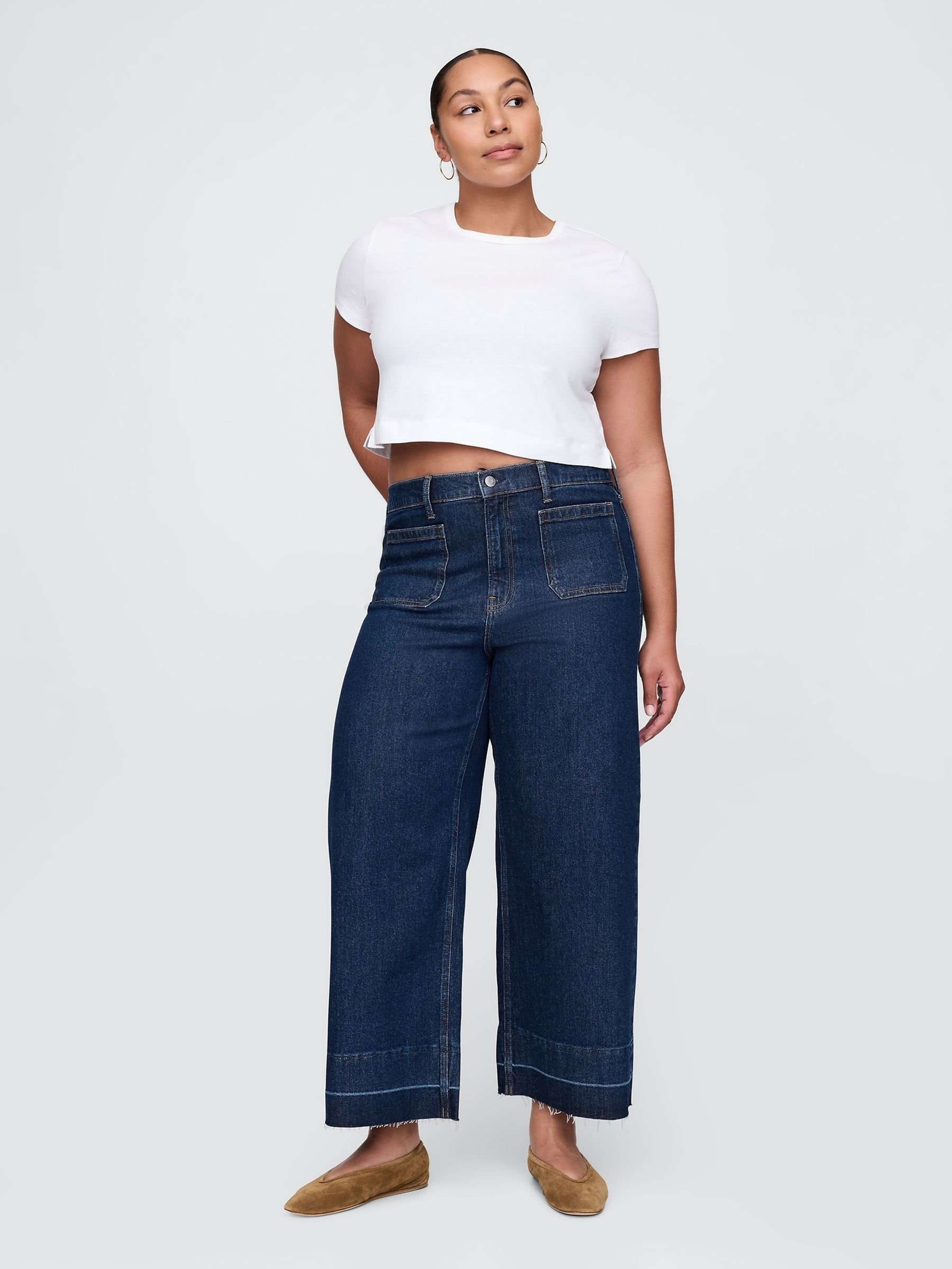 Blue High Waisted Stride Wide-Leg Ankle Jeans - Image 4 of 6