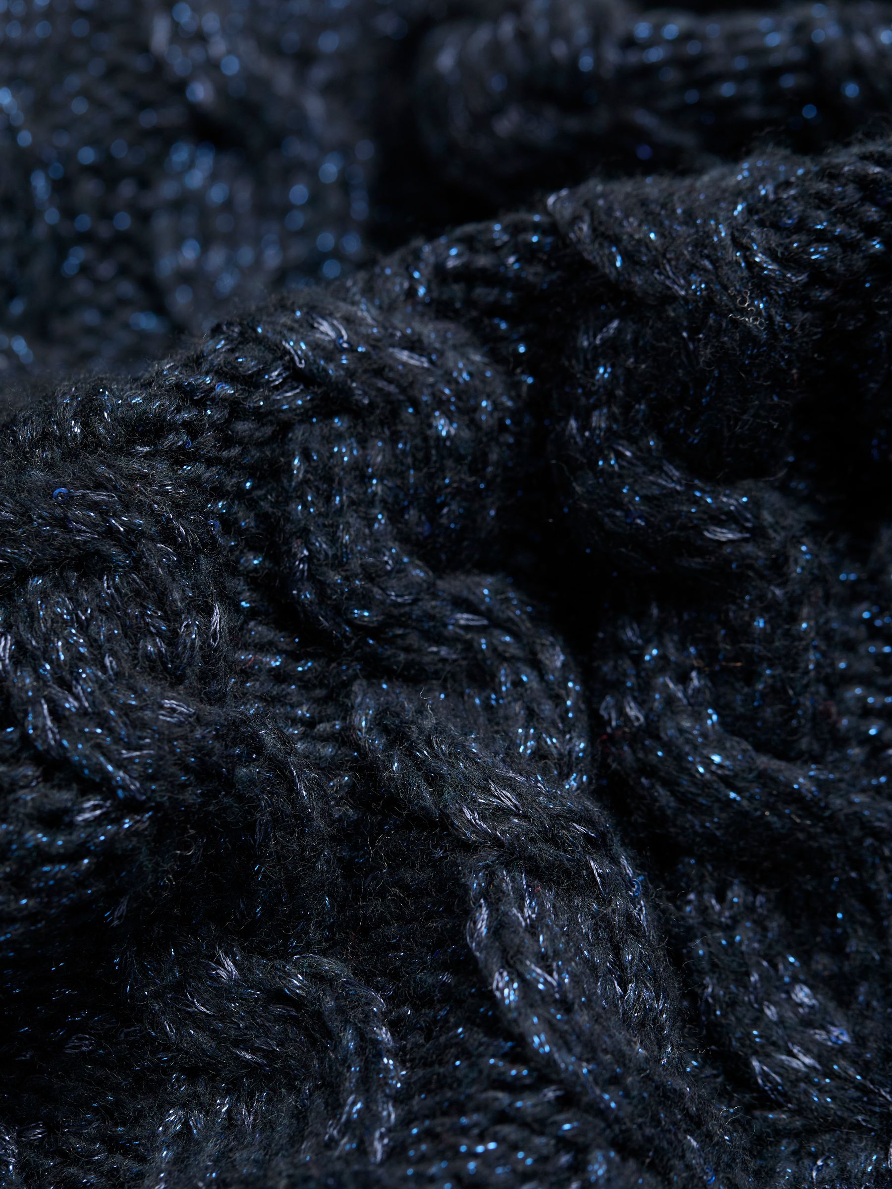 Maeve Dark Navy Cable Knitted Sparkle Jumper - Image 7 of 7