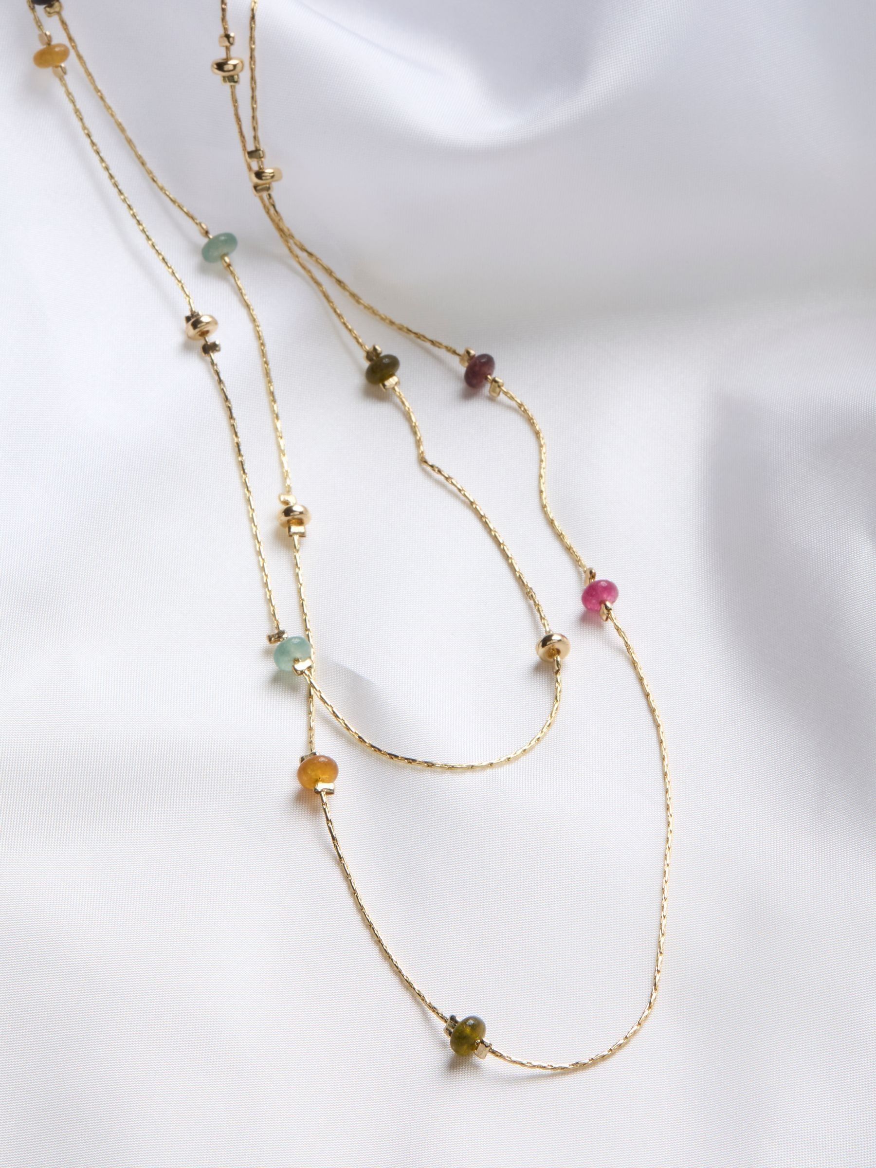 Gold Tone Stone Layered Necklace - Image 2 of 2