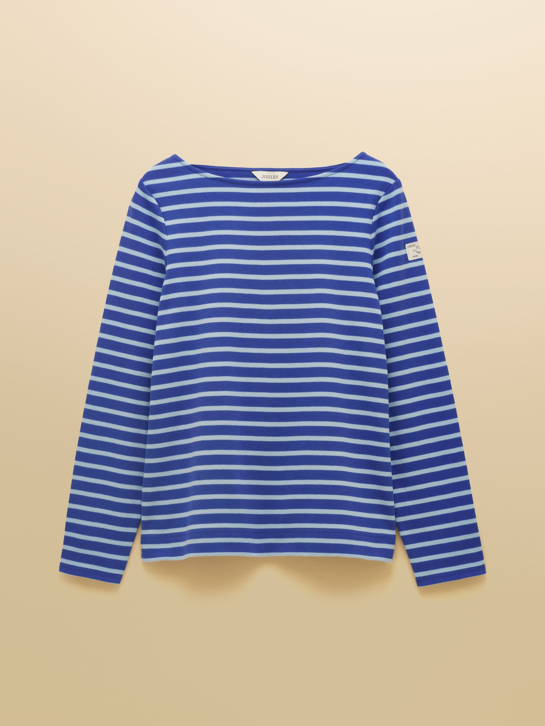 Harbour Dark Blue/Sky Blue Boat Neck 100% Cotton Long Sleeve Breton Top - Image 8 of 8