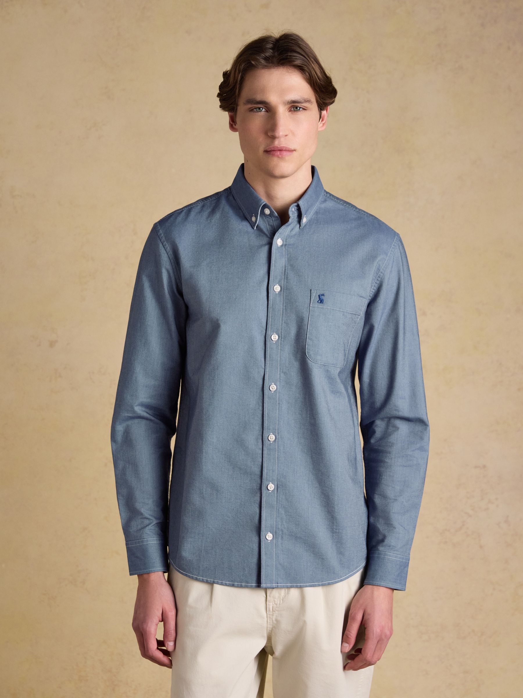 Classic Fit Chambray Blue Cotton Oxford Shirt - Image 1 of 11