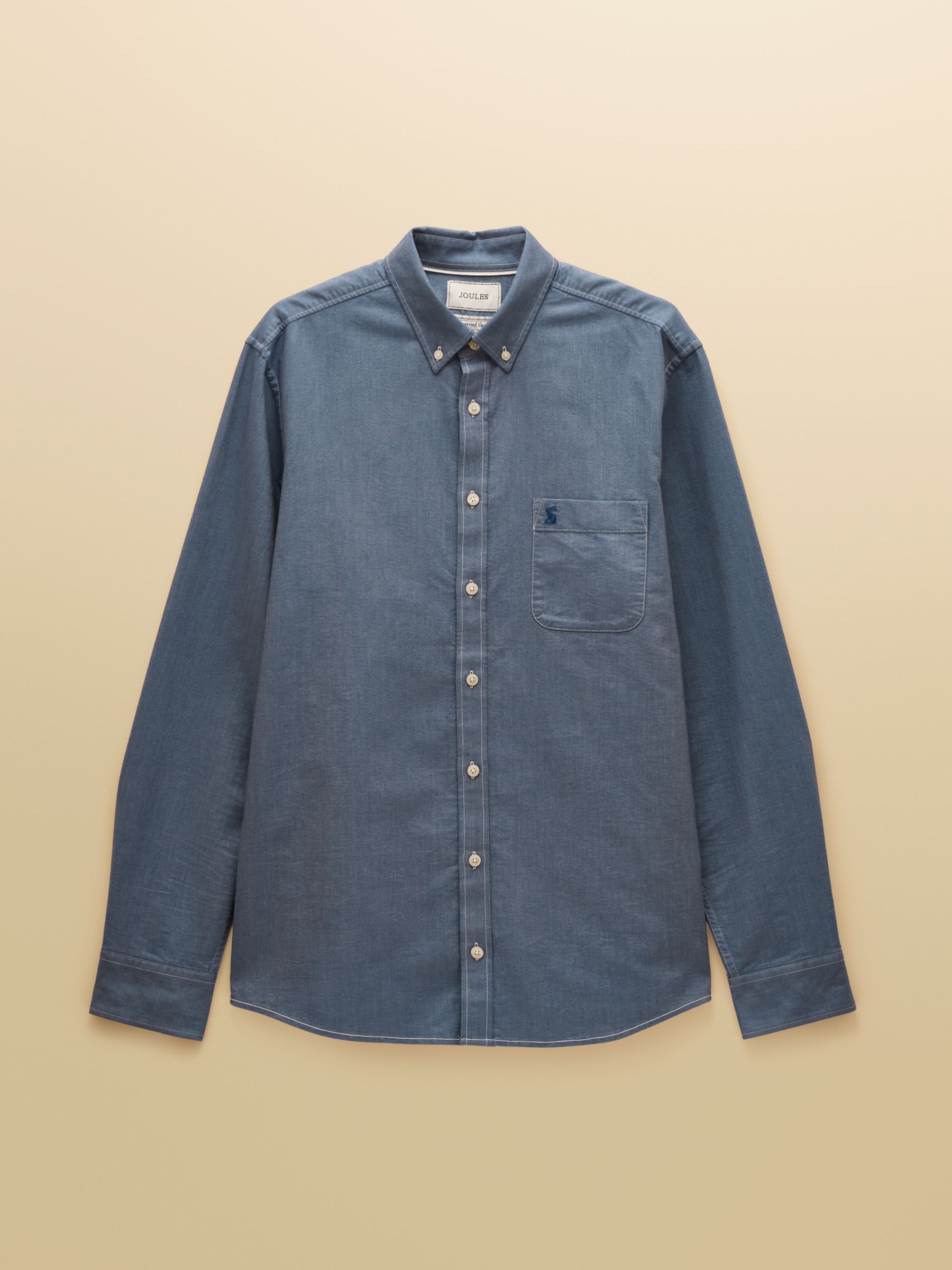 Classic Fit Chambray Blue Cotton Oxford Shirt - Image 11 of 11