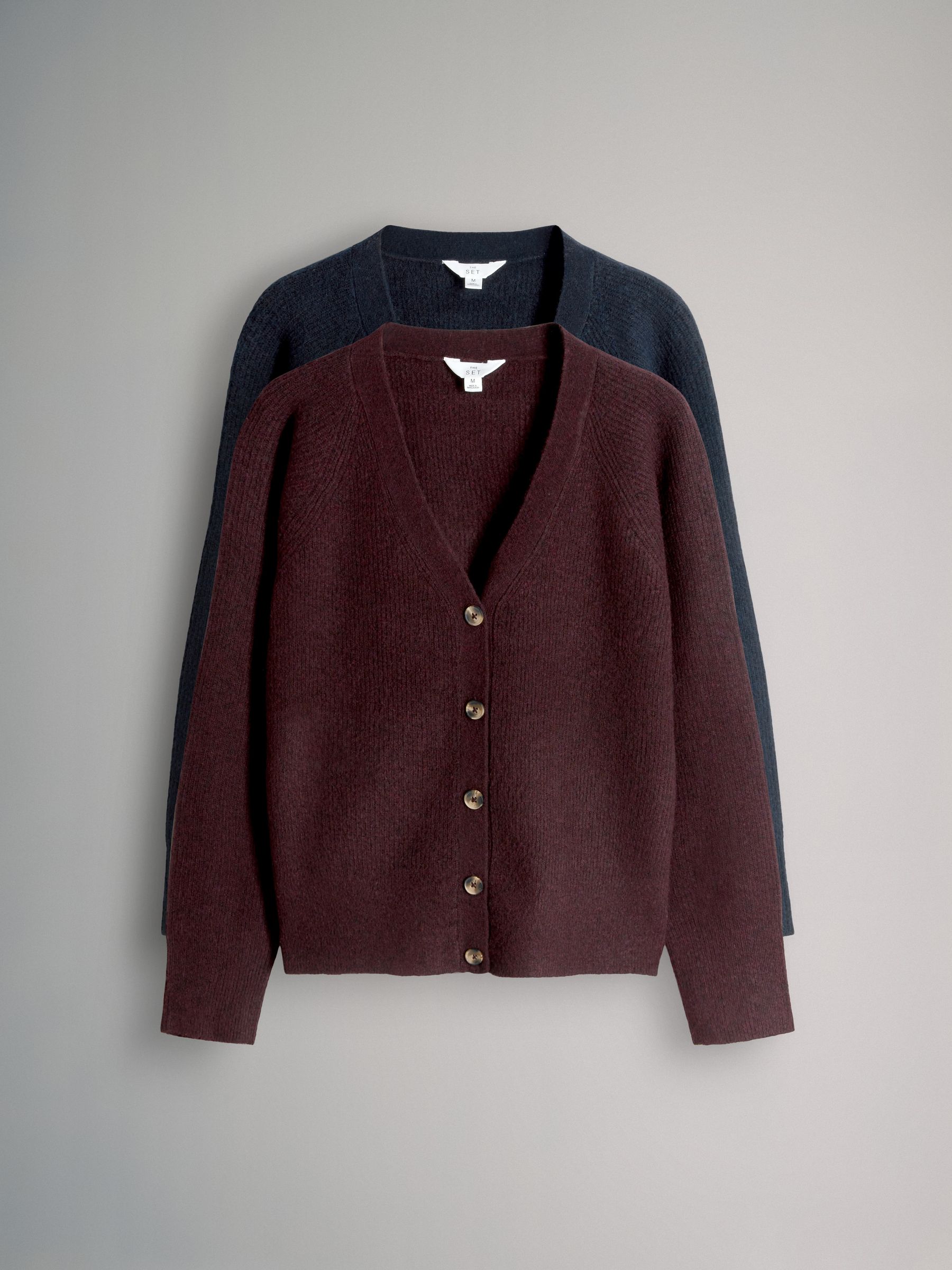 2 Pack Chunky Rib Knitted Cardigans With Wool - Image 1 of 5