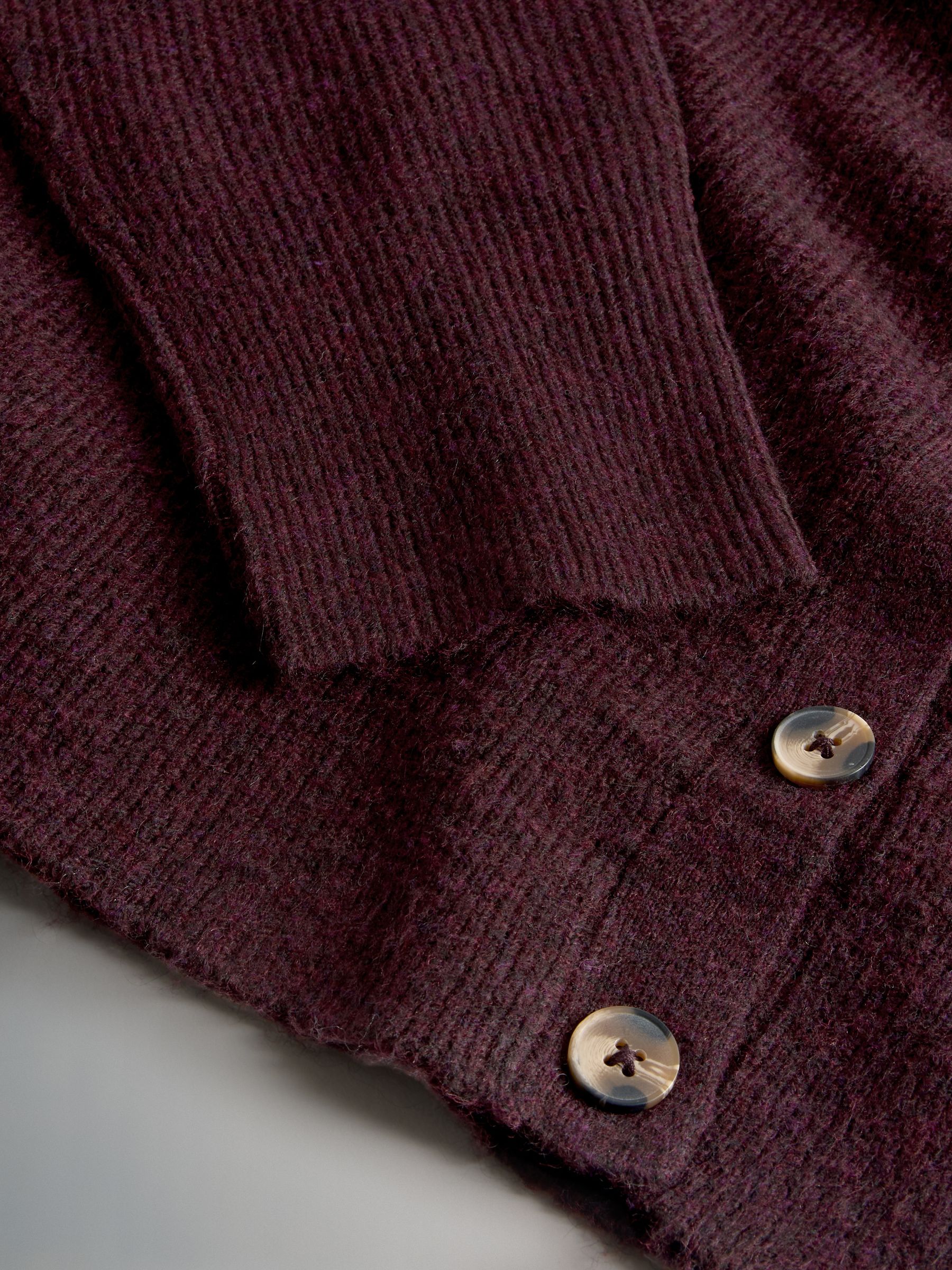 Burgundy Red/Navy Blue 2 Pack Chunky Rib Knitted Cardigans With Wool - Image 6 of 6