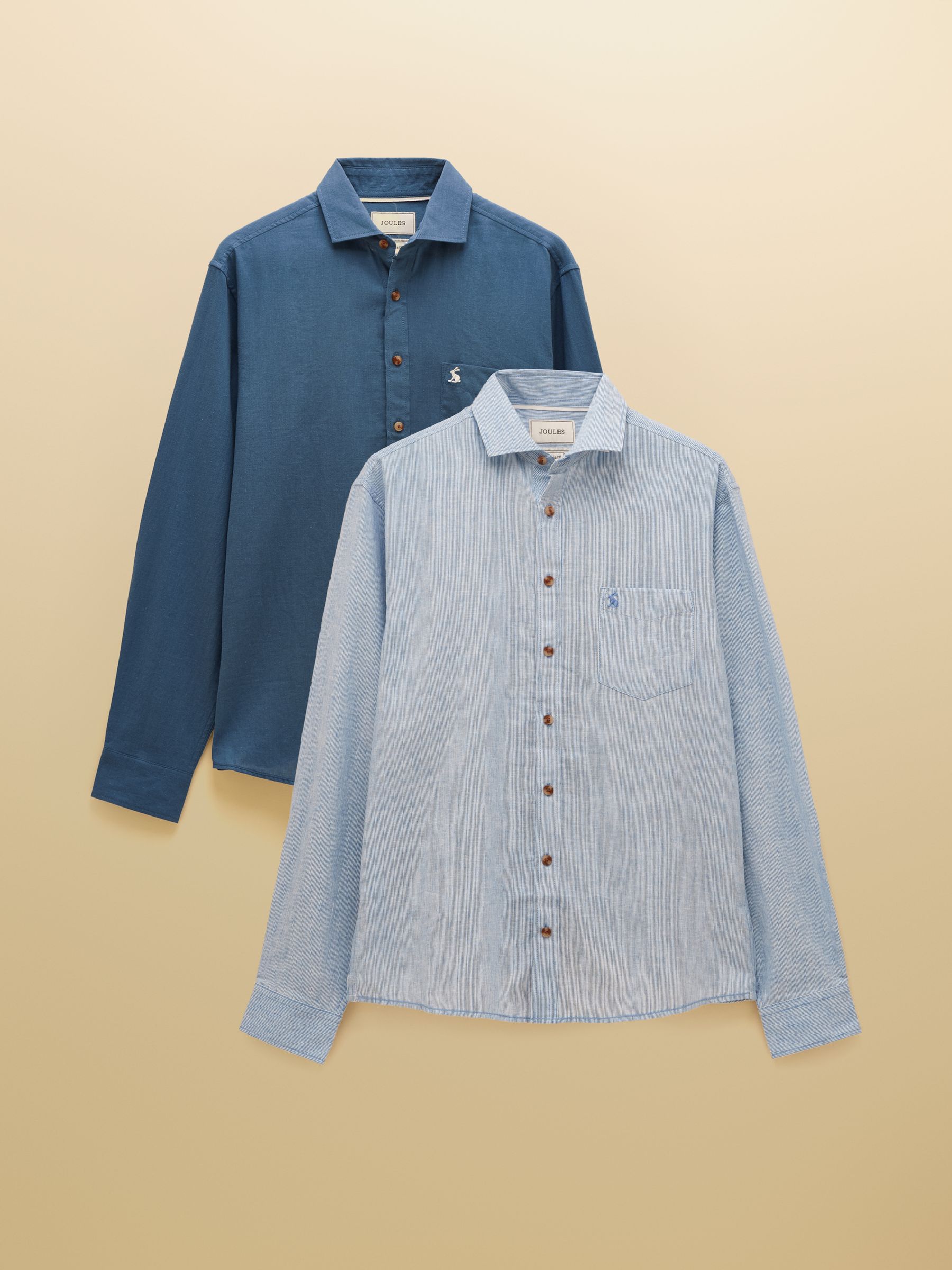 Linen Blend Blue Long Sleeve Shirts 2 Pack - Image 1 of 3 Linen Blend Blue Long Sleeve Shirts 2 Pack - Image 1 of 3